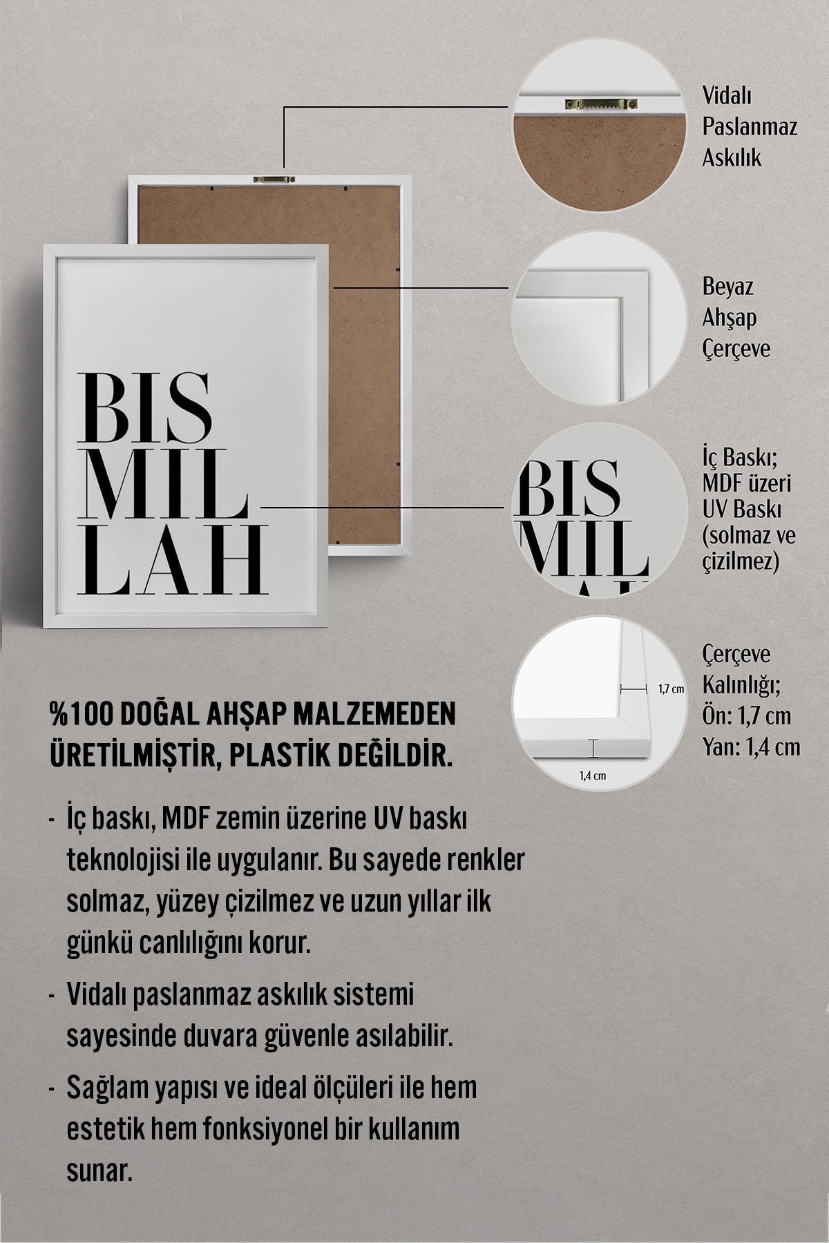 HOMEPACK Ahşap Çerçeveli Tablo Çerçeveli Poster Sanatsal Modern Duvar Dekoru TK-1257