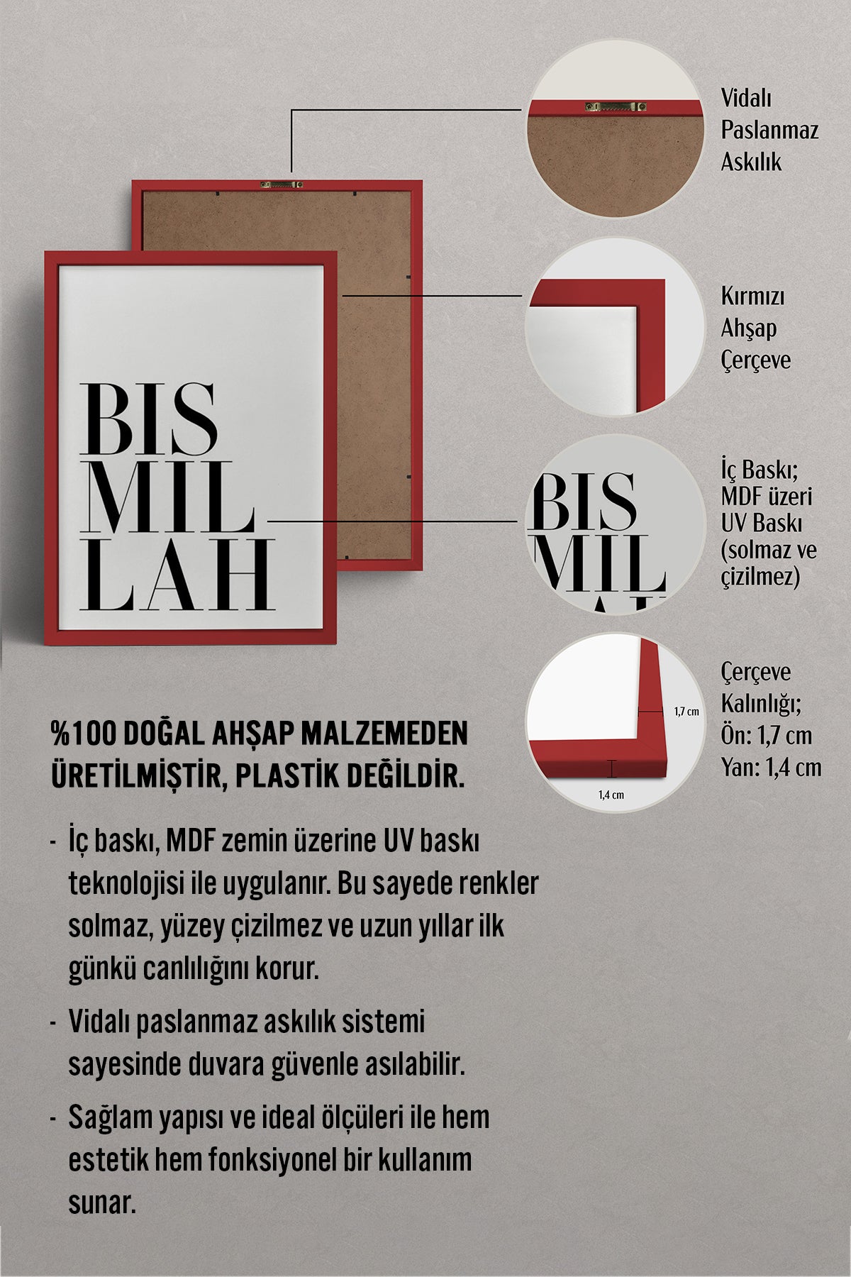 HOMEPACK Ahşap Çerçeveli Tablo Çerçeveli Poster Sanatsal Modern Duvar Dekoru TK-1257