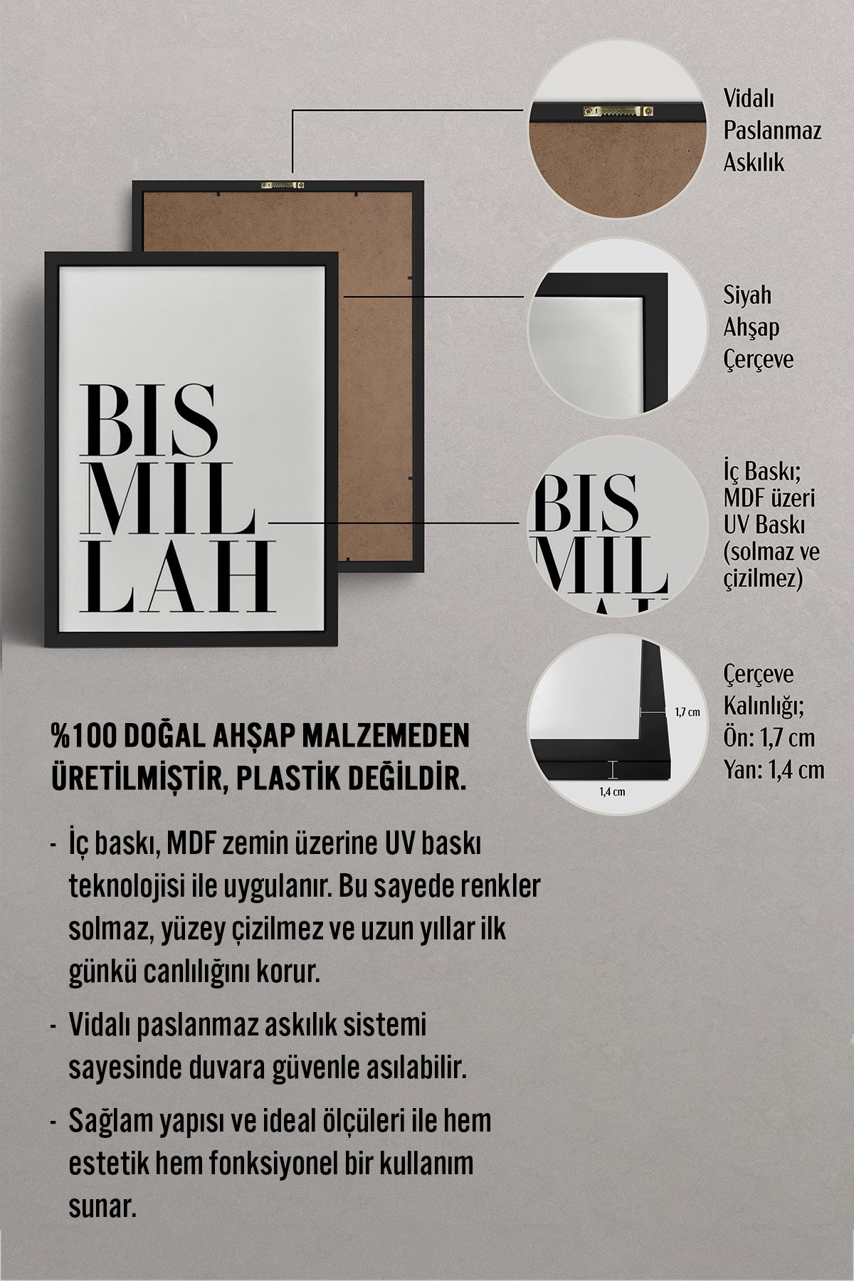 HOMEPACK Ahşap Çerçeveli Tablo Çerçeveli Poster Sanatsal Modern Duvar Dekoru TK-1257