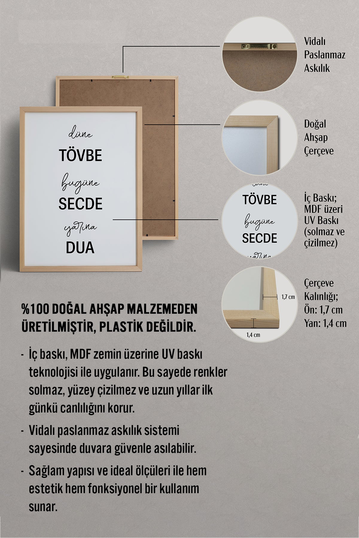 HOMEPACK Ahşap Çerçeveli Tablo Çerçeveli Poster Sanatsal Modern Duvar Dekoru TK-1259