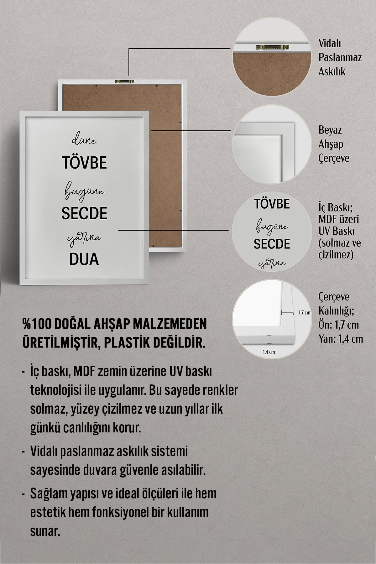 HOMEPACK Ahşap Çerçeveli Tablo Çerçeveli Poster Sanatsal Modern Duvar Dekoru TK-1259