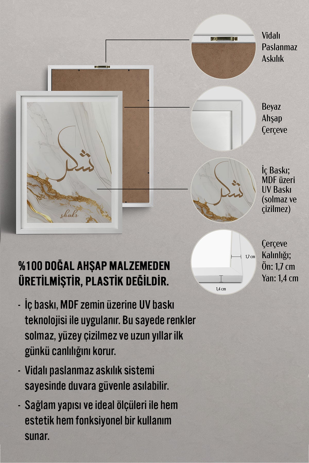 HOMEPACK Ahşap Çerçeveli Tablo Çerçeveli Poster Sanatsal Modern Duvar Dekoru TK-1261