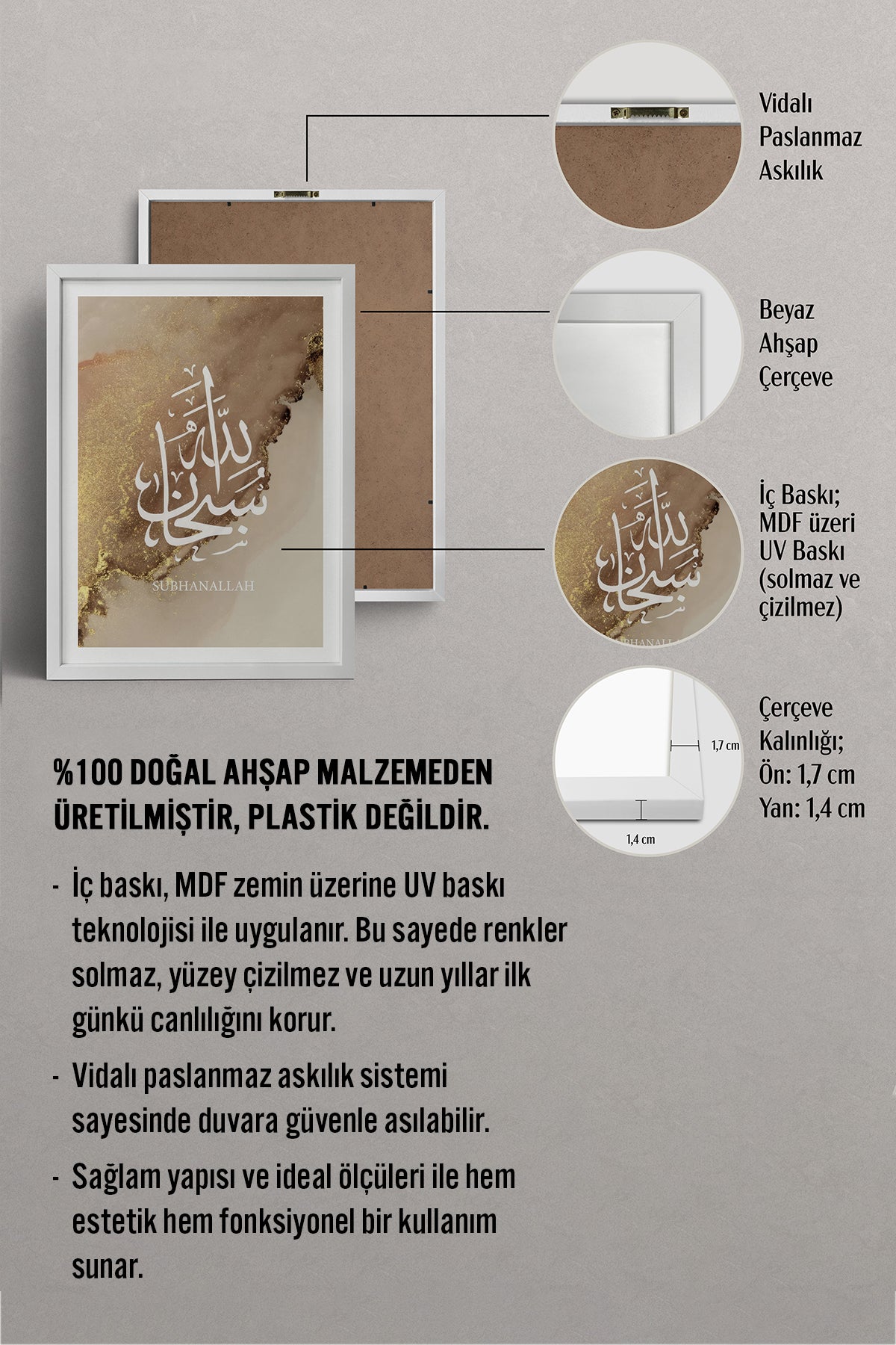 HOMEPACK Ahşap Çerçeveli Tablo Çerçeveli Poster Sanatsal Modern Duvar Dekoru TK-1262