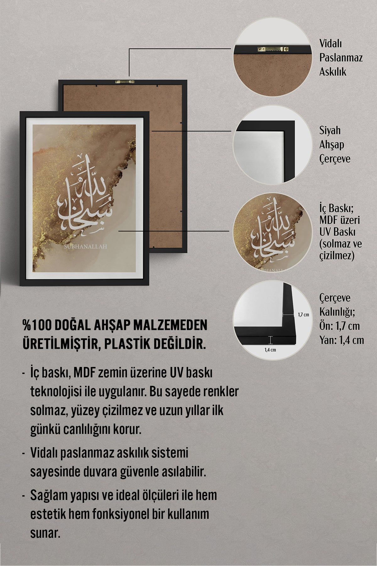 HOMEPACK Ahşap Çerçeveli Tablo Çerçeveli Poster Sanatsal Modern Duvar Dekoru TK-1262