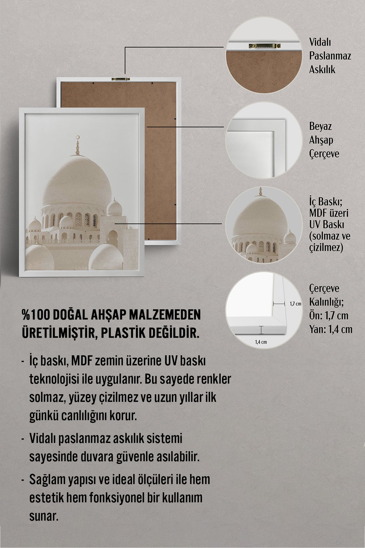 HOMEPACK Ahşap Çerçeveli Tablo Çerçeveli Poster Sanatsal Modern Duvar Dekoru TK-1263