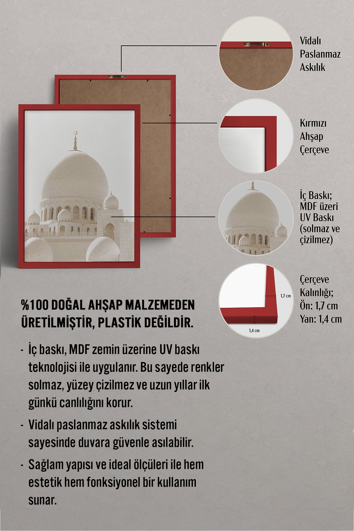 HOMEPACK Ahşap Çerçeveli Tablo Çerçeveli Poster Sanatsal Modern Duvar Dekoru TK-1263