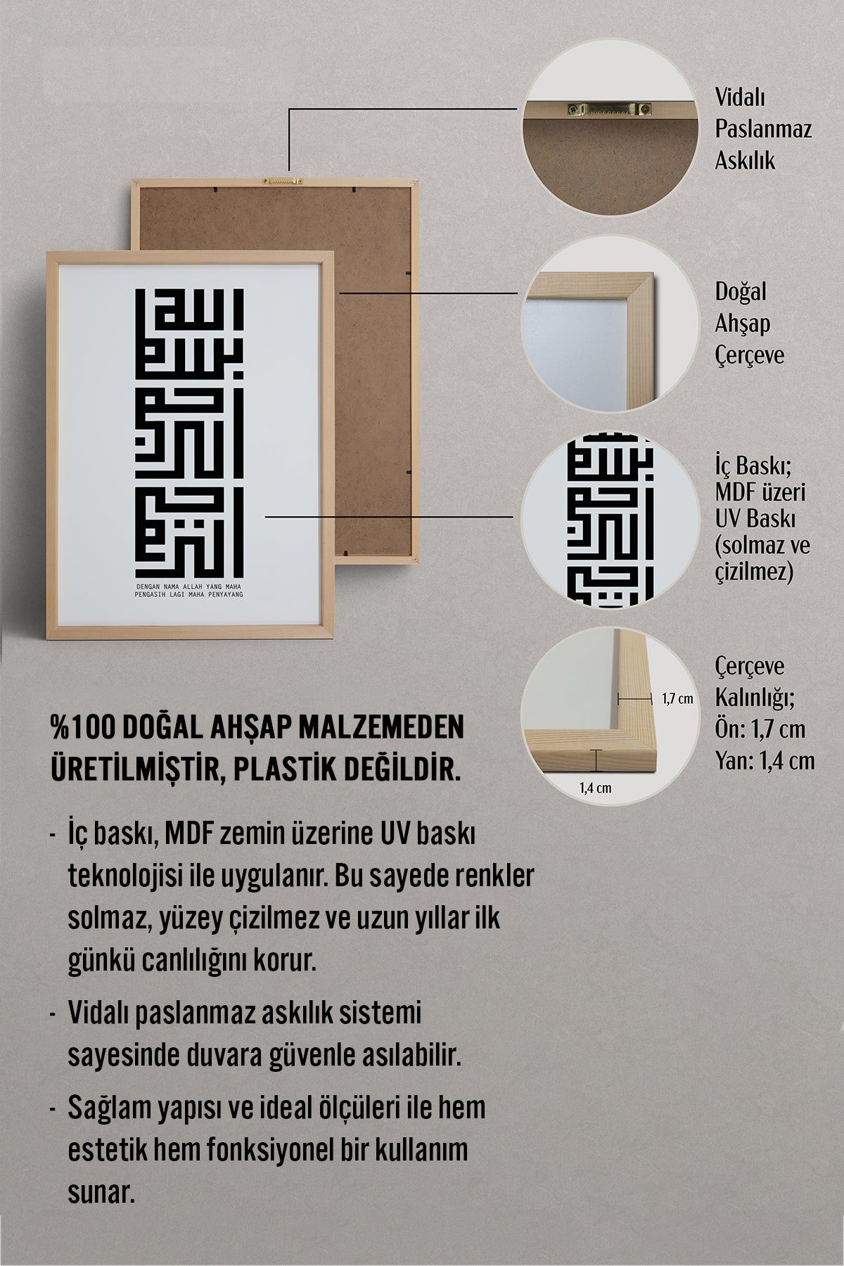 HOMEPACK Ahşap Çerçeveli Tablo Çerçeveli Poster Sanatsal Modern Duvar Dekoru TK-1264