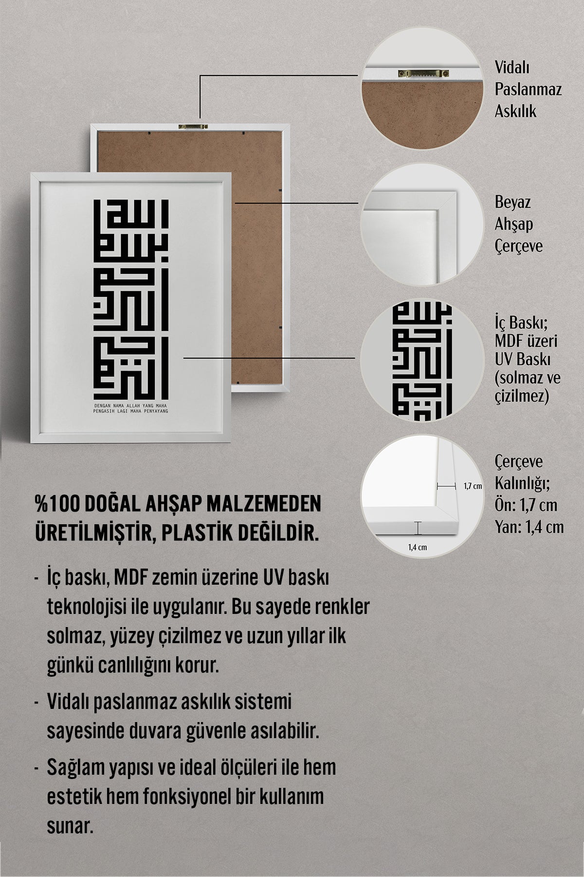 HOMEPACK Ahşap Çerçeveli Tablo Çerçeveli Poster Sanatsal Modern Duvar Dekoru TK-1264