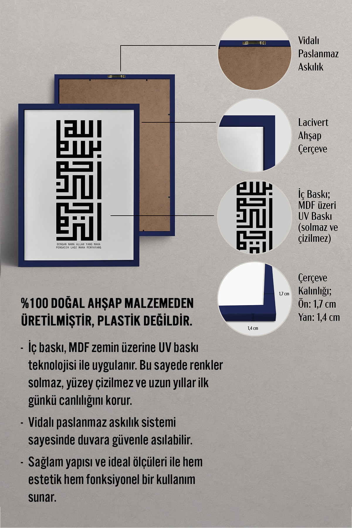 HOMEPACK Ahşap Çerçeveli Tablo Çerçeveli Poster Sanatsal Modern Duvar Dekoru TK-1264