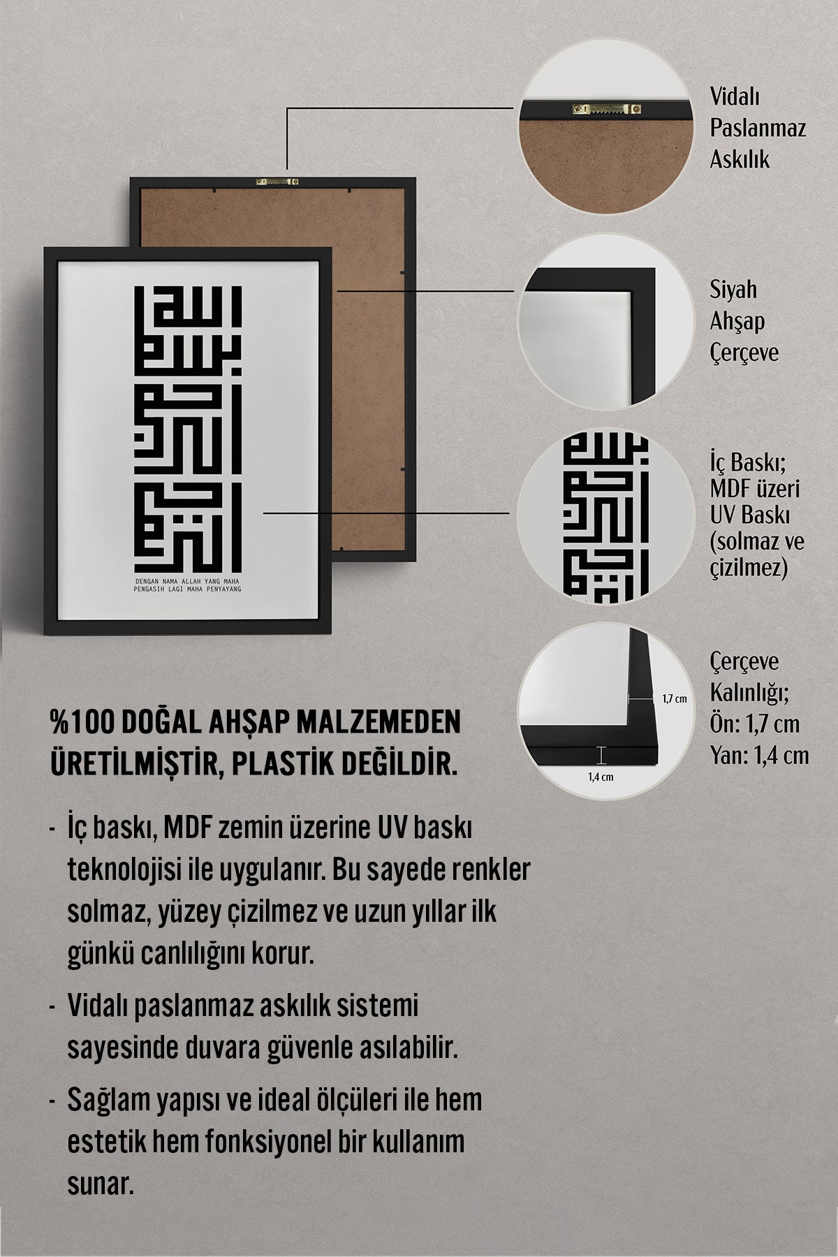 HOMEPACK Ahşap Çerçeveli Tablo Çerçeveli Poster Sanatsal Modern Duvar Dekoru TK-1264