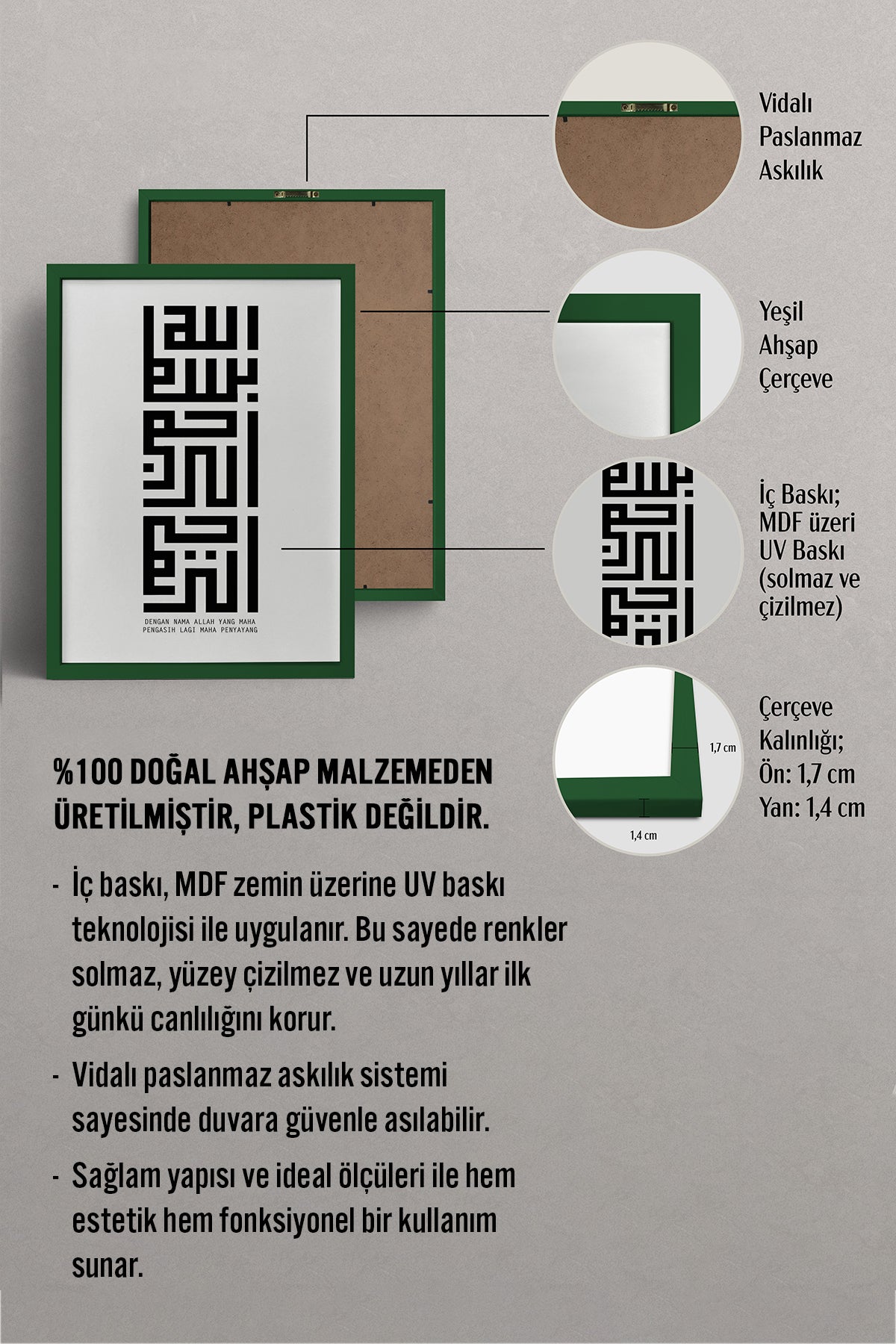 HOMEPACK Ahşap Çerçeveli Tablo Çerçeveli Poster Sanatsal Modern Duvar Dekoru TK-1264