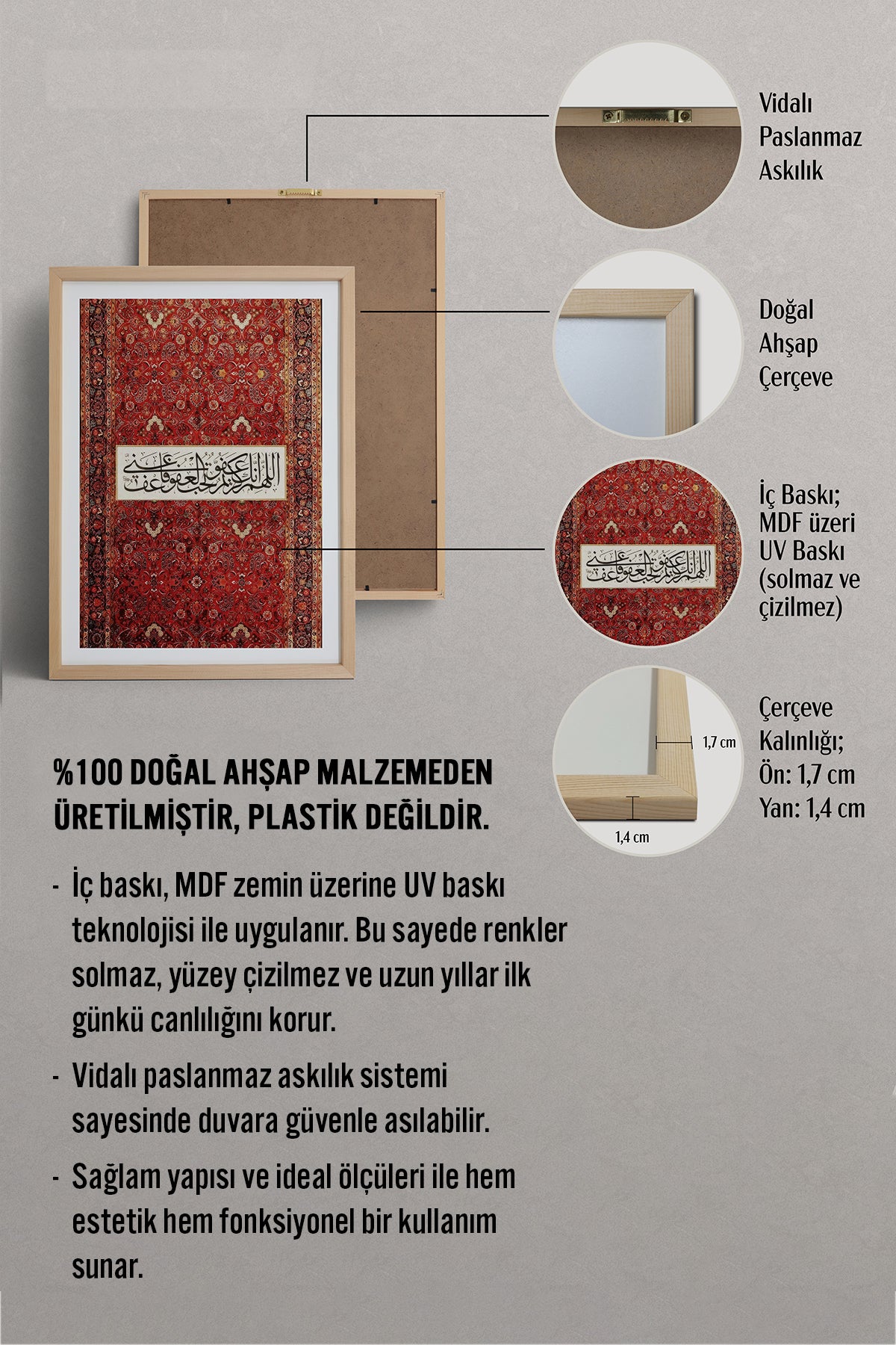 HOMEPACK Ahşap Çerçeveli Tablo Çerçeveli Poster Sanatsal Modern Duvar Dekoru TK-1265