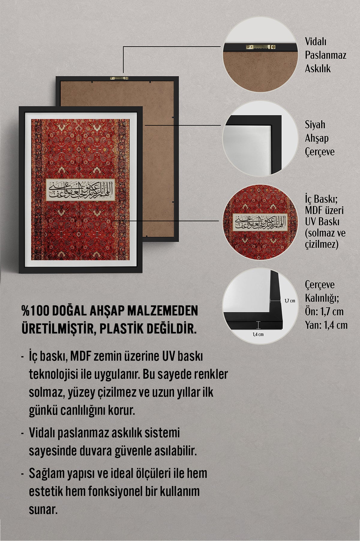 HOMEPACK Ahşap Çerçeveli Tablo Çerçeveli Poster Sanatsal Modern Duvar Dekoru TK-1265