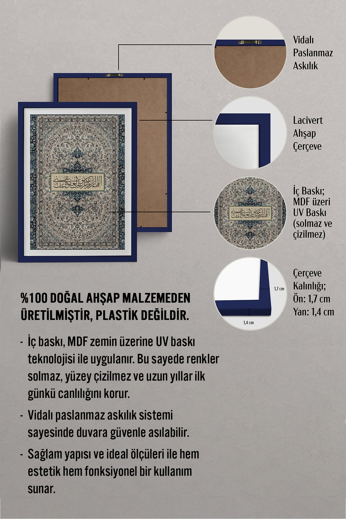 HOMEPACK Ahşap Çerçeveli Tablo Çerçeveli Poster Sanatsal Modern Duvar Dekoru TK-1266