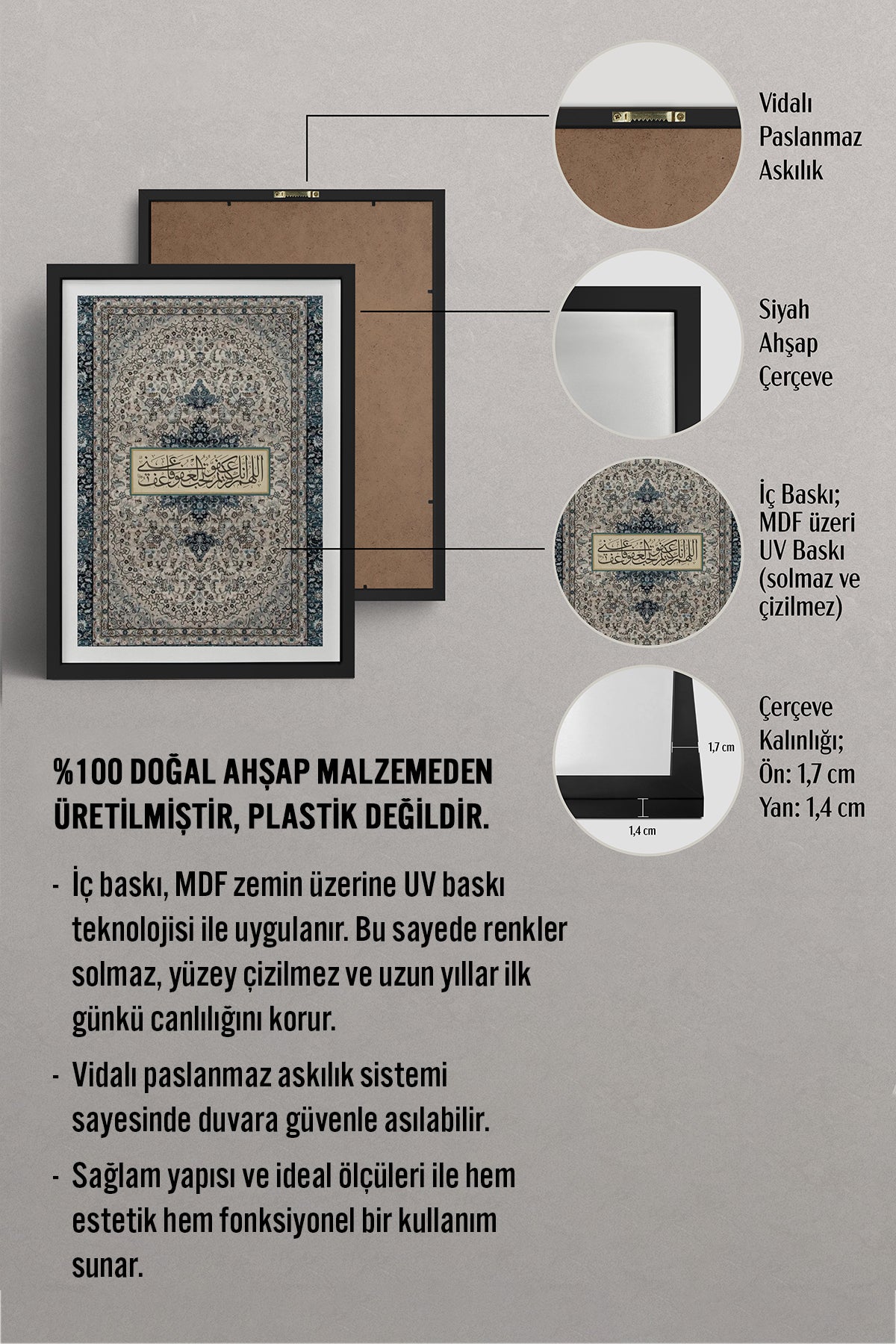 HOMEPACK Ahşap Çerçeveli Tablo Çerçeveli Poster Sanatsal Modern Duvar Dekoru TK-1266