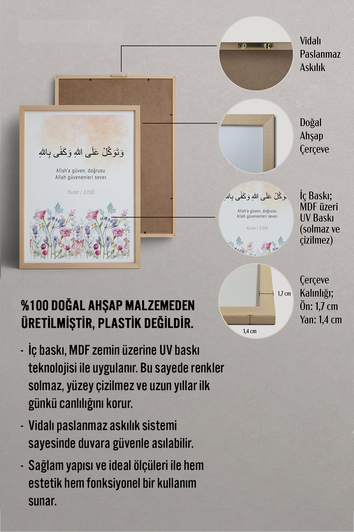 HOMEPACK Ahşap Çerçeveli Tablo Çerçeveli Poster Sanatsal Modern Duvar Dekoru TK-1271