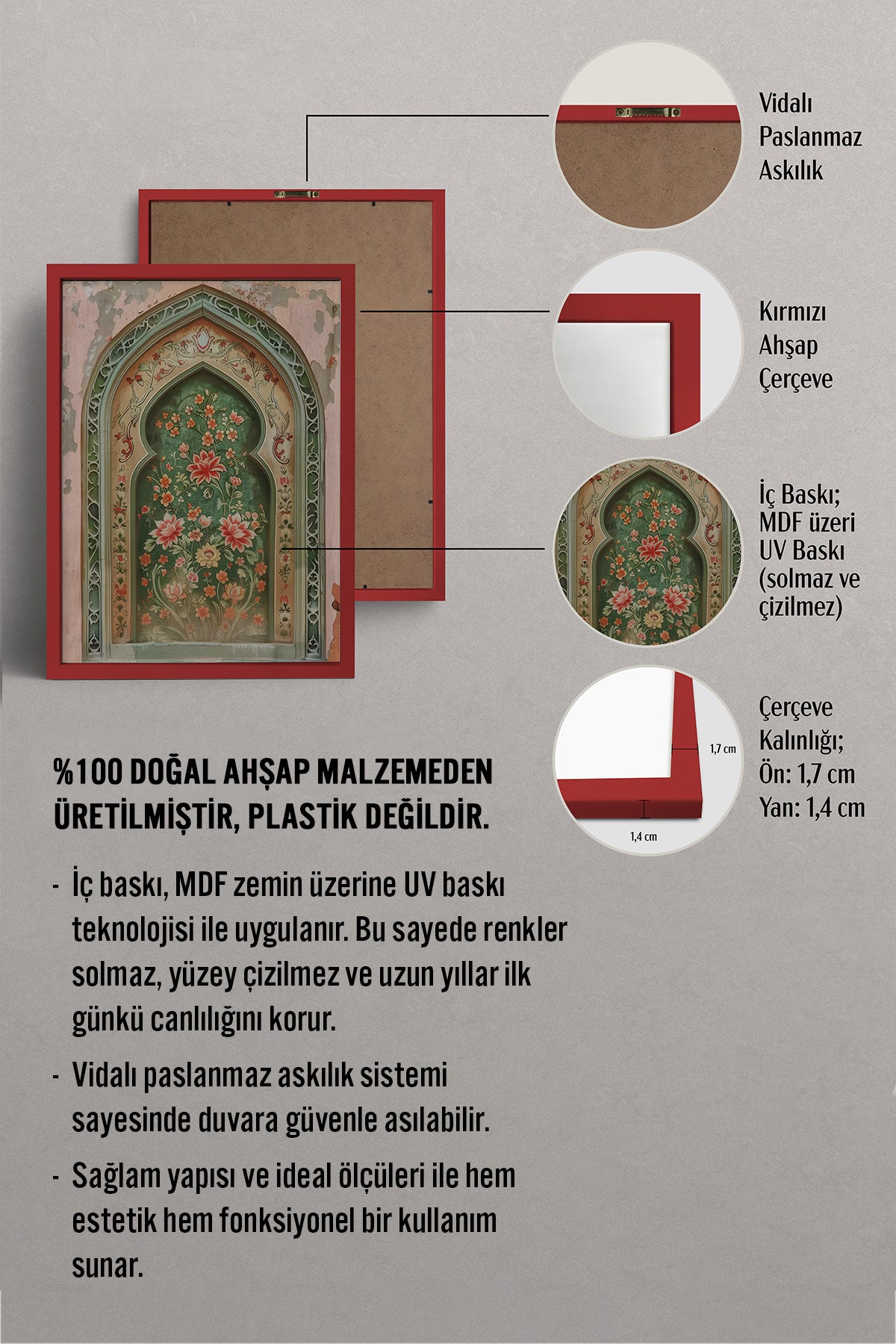 HOMEPACK Ahşap Çerçeveli Tablo Çerçeveli Poster Sanatsal Modern Duvar Dekoru TK-1282