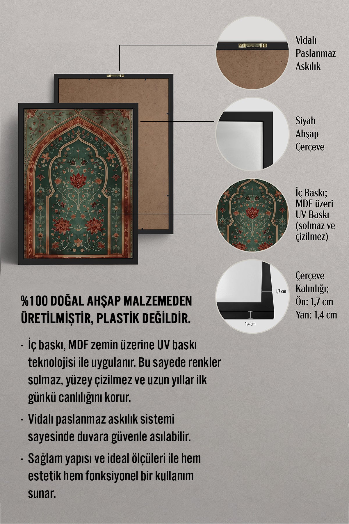HOMEPACK Ahşap Çerçeveli Tablo Çerçeveli Poster Sanatsal Modern Duvar Dekoru TK-1283
