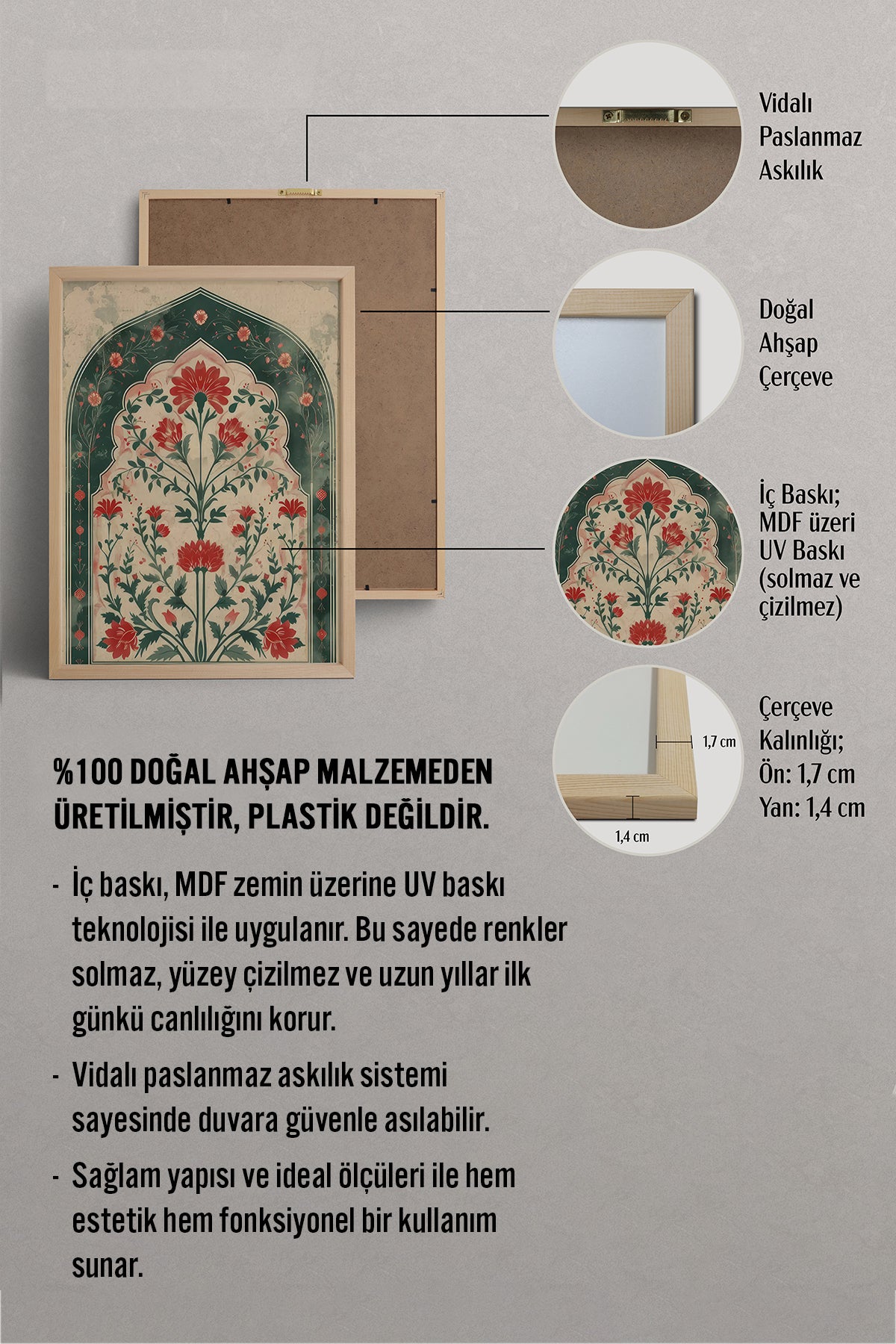 HOMEPACK Ahşap Çerçeveli Tablo Çerçeveli Poster Sanatsal Modern Duvar Dekoru TK-1284