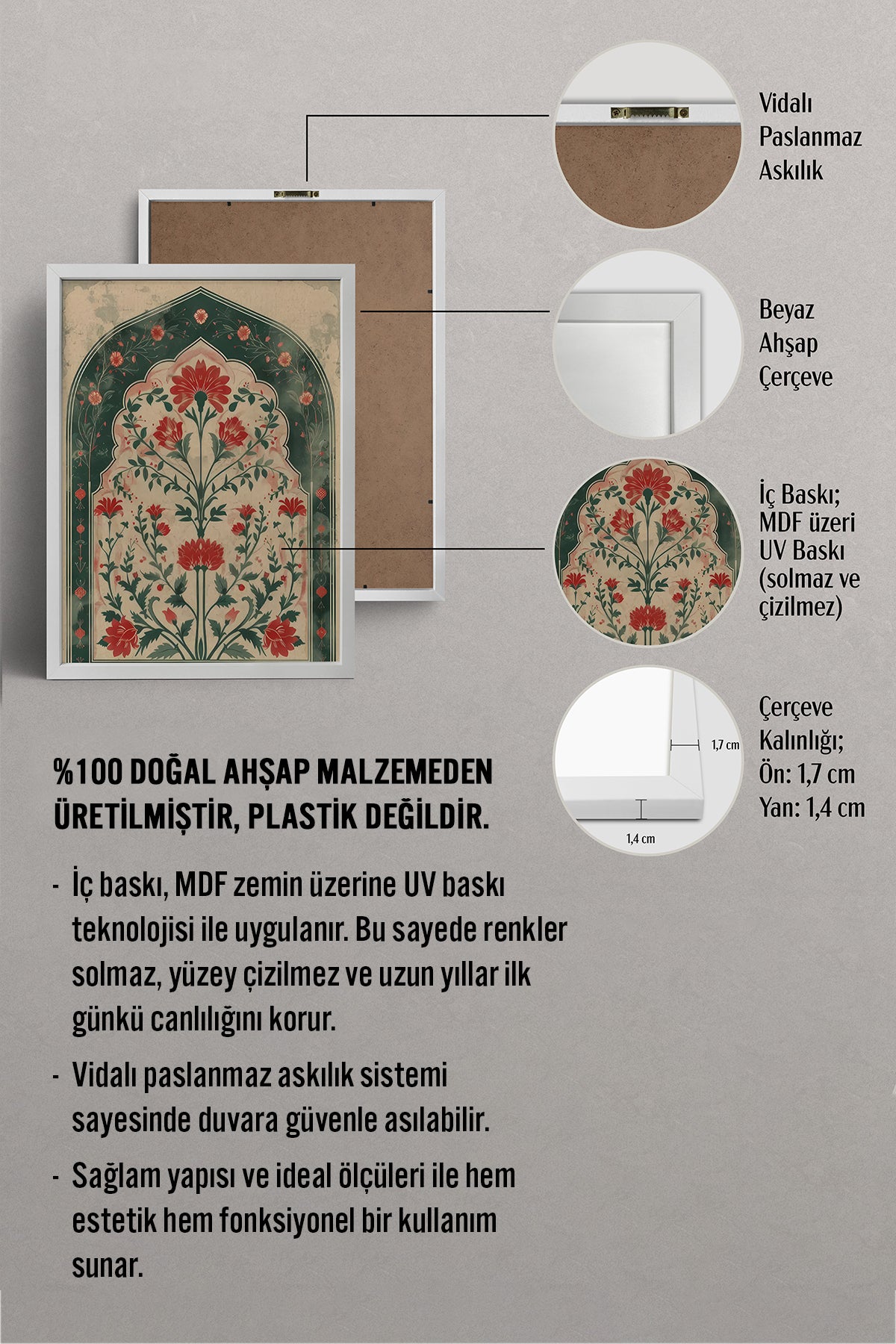 HOMEPACK Ahşap Çerçeveli Tablo Çerçeveli Poster Sanatsal Modern Duvar Dekoru TK-1284