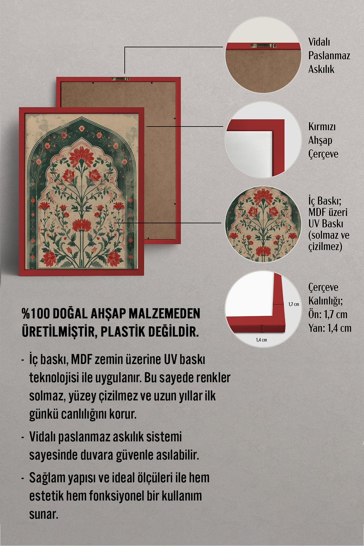 HOMEPACK Ahşap Çerçeveli Tablo Çerçeveli Poster Sanatsal Modern Duvar Dekoru TK-1284