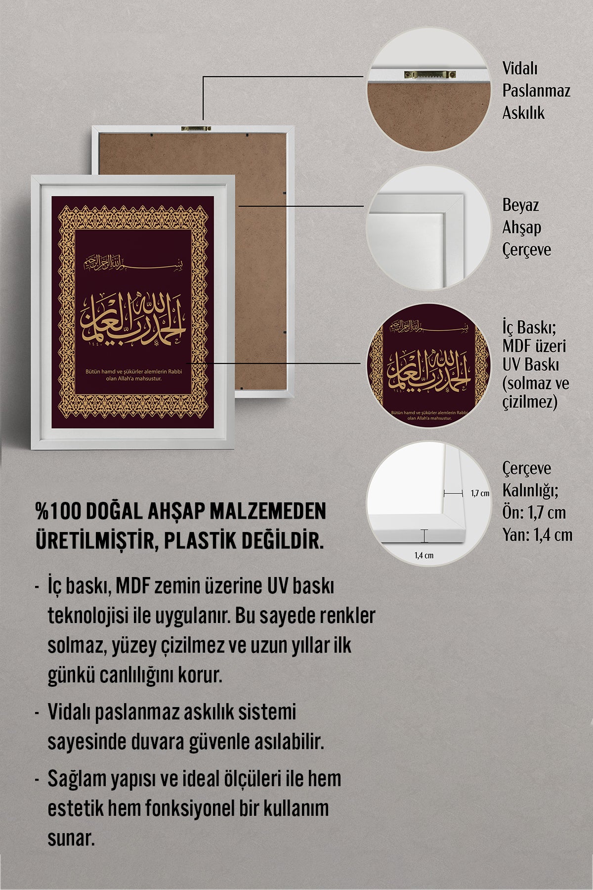 HOMEPACK Ahşap Çerçeveli Tablo Çerçeveli Poster Sanatsal Modern Duvar Dekoru TK-1286