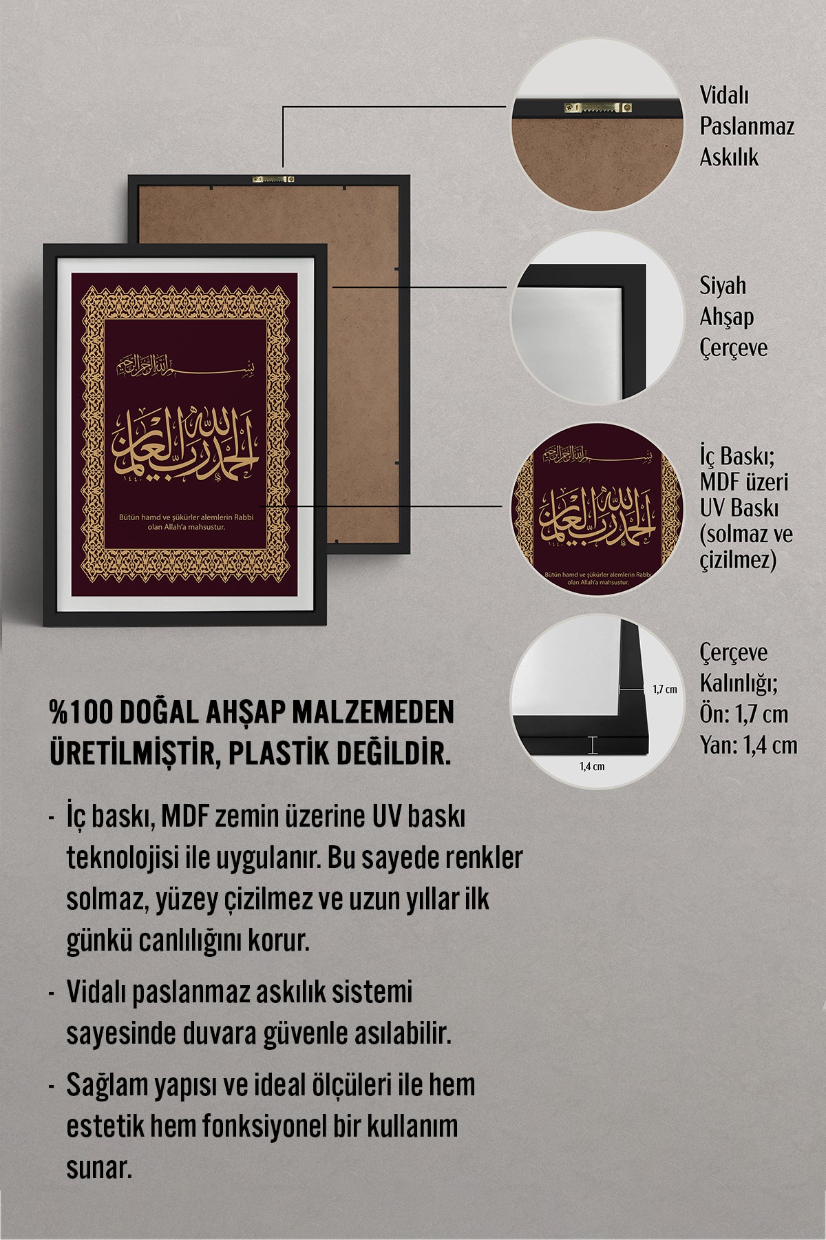 HOMEPACK Ahşap Çerçeveli Tablo Çerçeveli Poster Sanatsal Modern Duvar Dekoru TK-1286