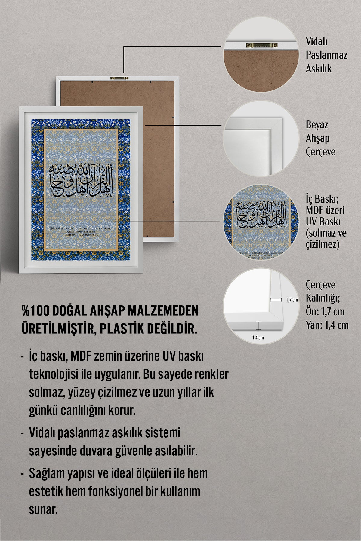 HOMEPACK Ahşap Çerçeveli Tablo Çerçeveli Poster Sanatsal Modern Duvar Dekoru TK-1288