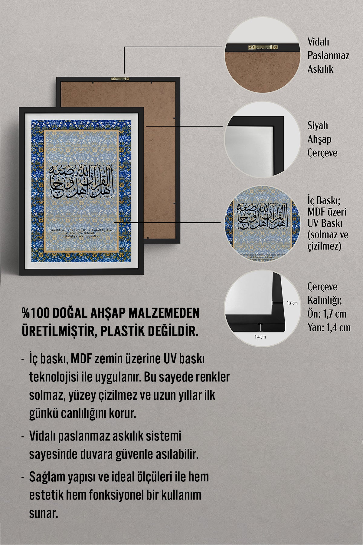 HOMEPACK Ahşap Çerçeveli Tablo Çerçeveli Poster Sanatsal Modern Duvar Dekoru TK-1288