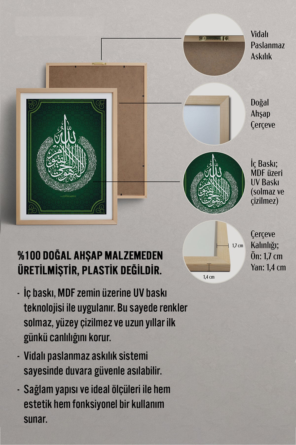 HOMEPACK Ahşap Çerçeveli Tablo Çerçeveli Poster Sanatsal Modern Duvar Dekoru TK-1289