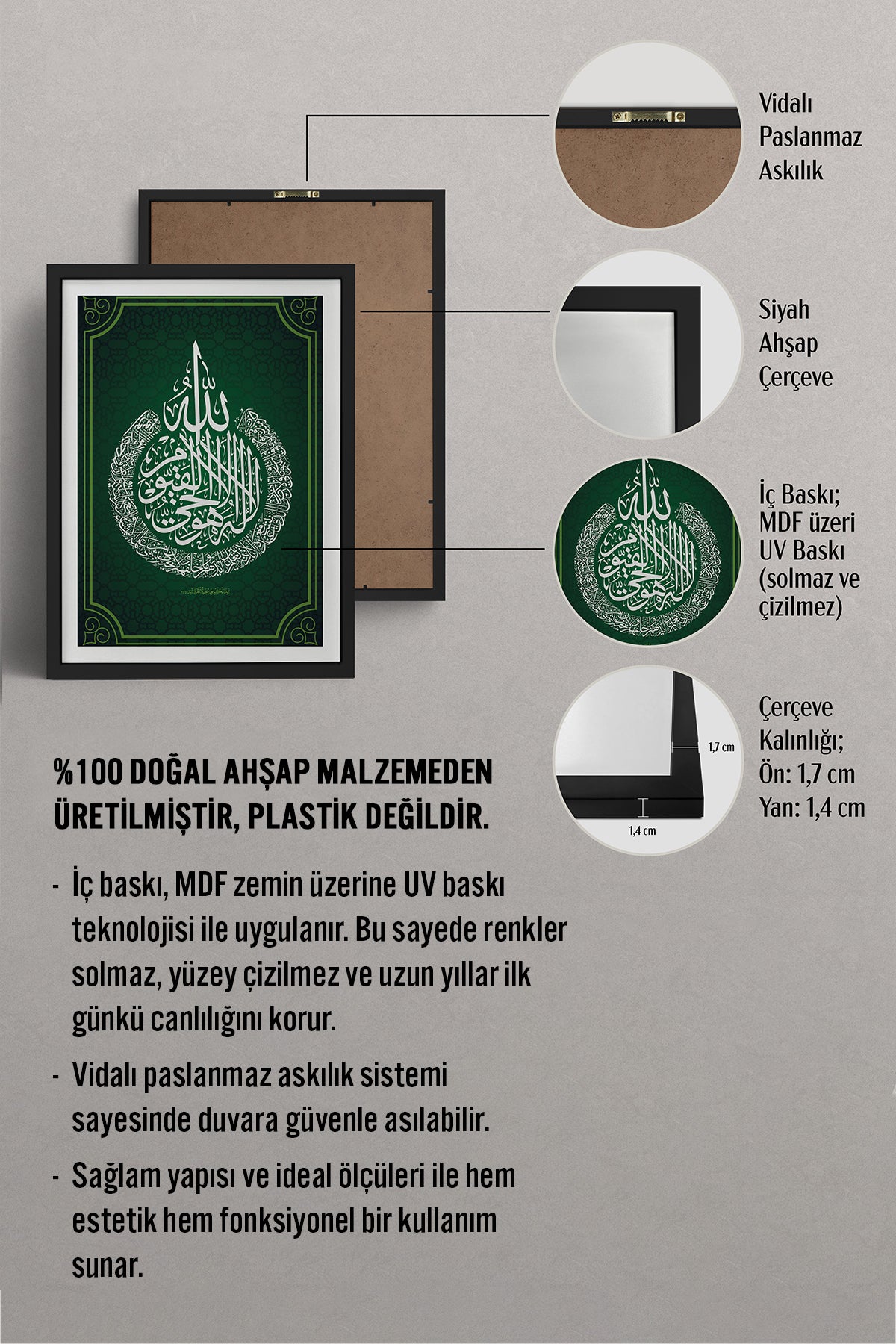 HOMEPACK Ahşap Çerçeveli Tablo Çerçeveli Poster Sanatsal Modern Duvar Dekoru TK-1289