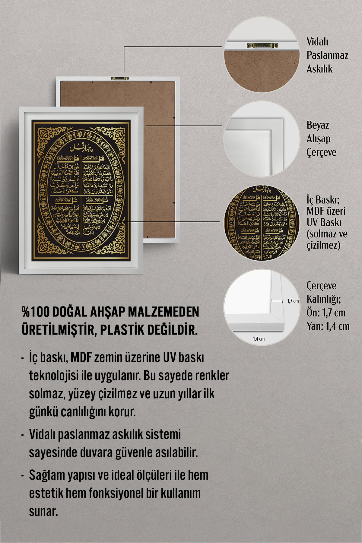 HOMEPACK Ahşap Çerçeveli Tablo Çerçeveli Poster Sanatsal Modern Duvar Dekoru TK-1290