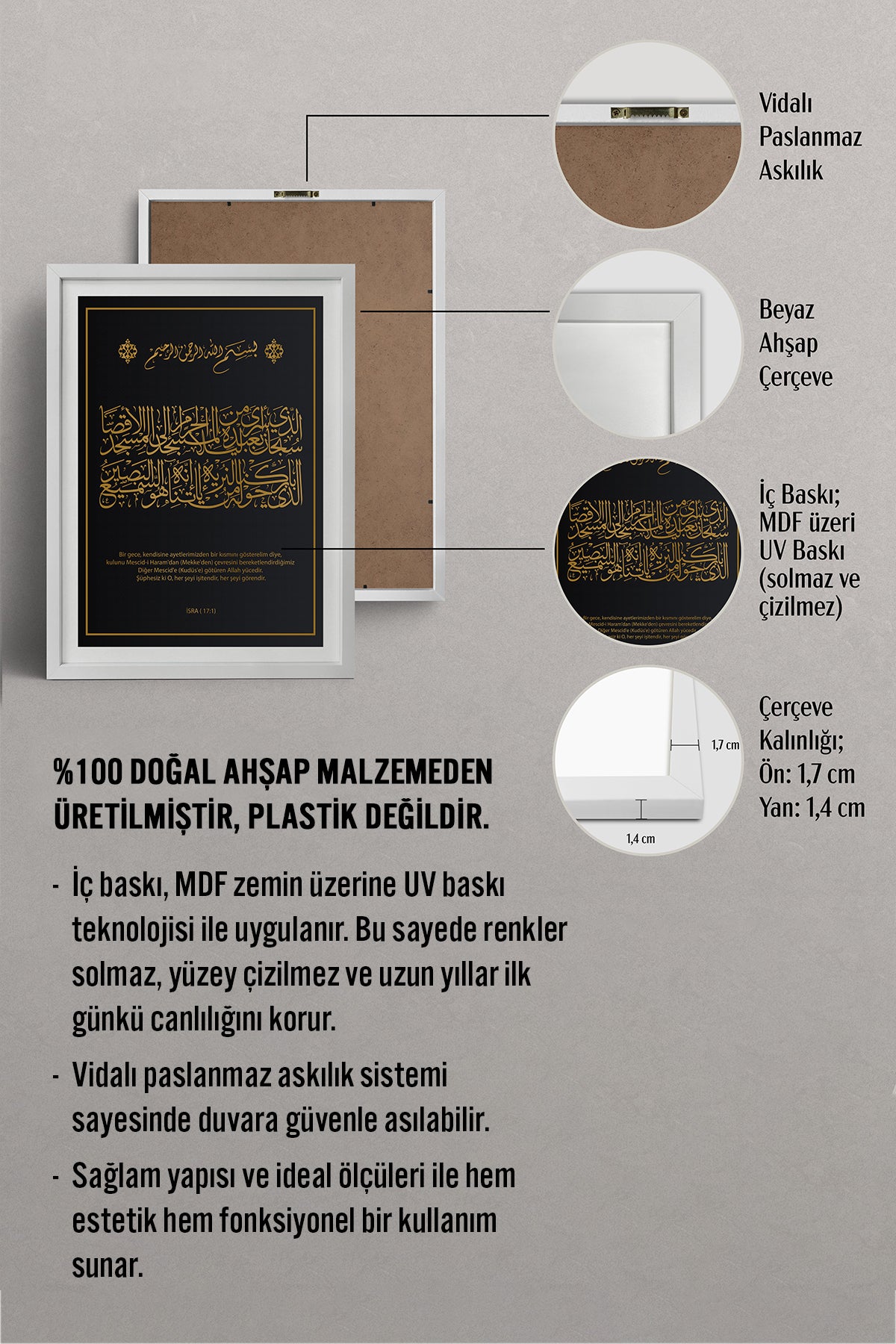 HOMEPACK Ahşap Çerçeveli Tablo Çerçeveli Poster Sanatsal Modern Duvar Dekoru TK-1291