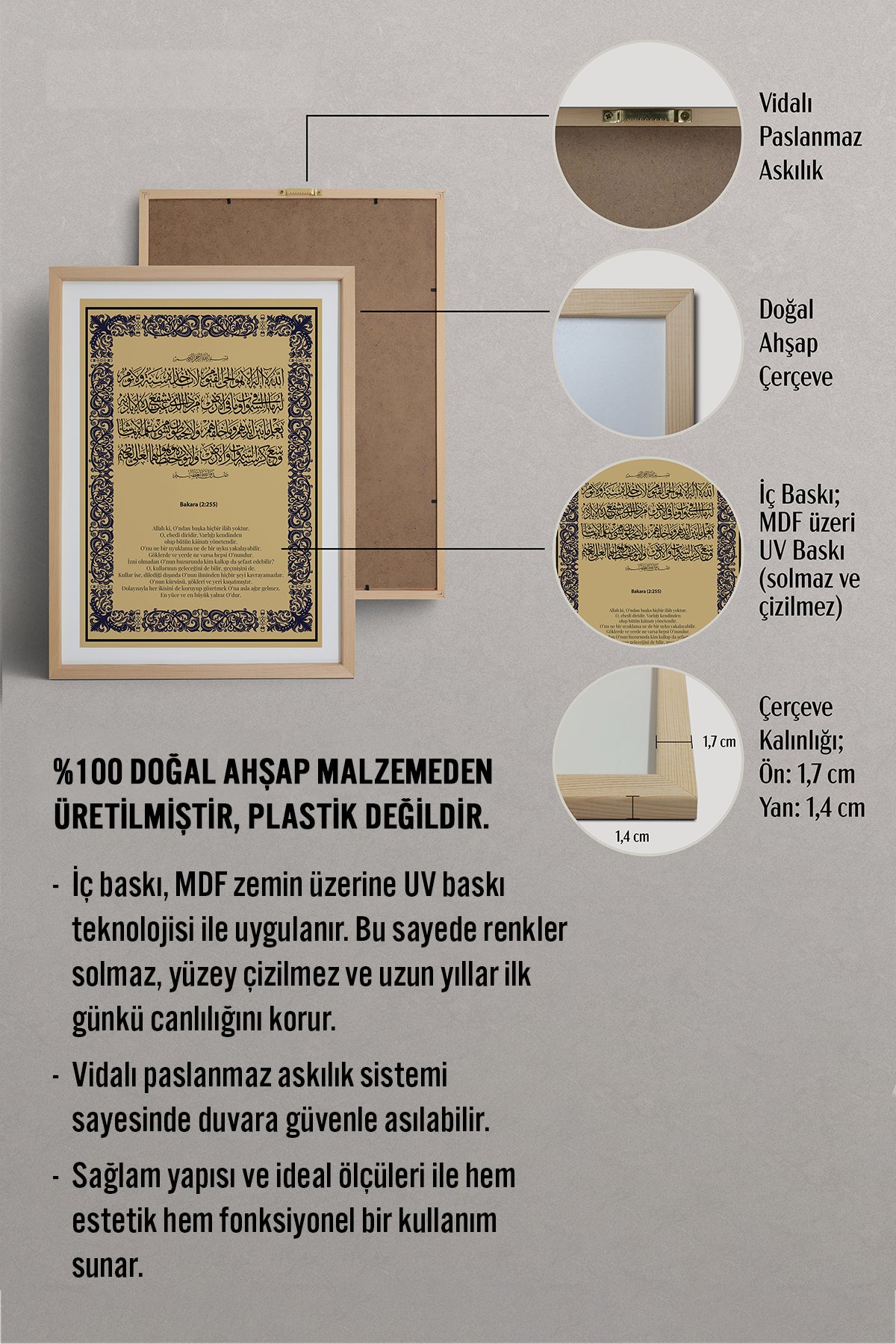 HOMEPACK Ahşap Çerçeveli Tablo Çerçeveli Poster Sanatsal Modern Duvar Dekoru TK-1292
