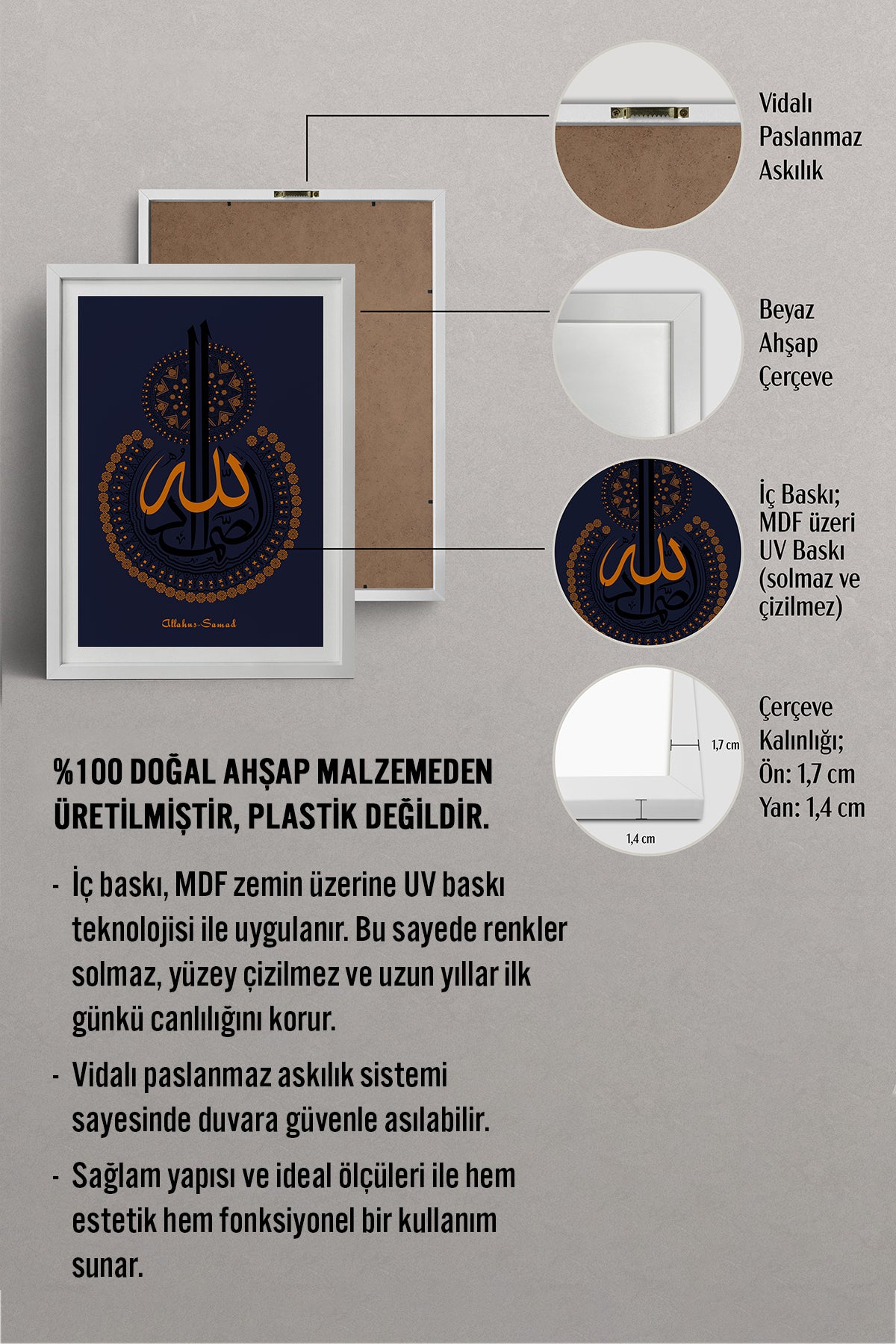 HOMEPACK Ahşap Çerçeveli Tablo Çerçeveli Poster Sanatsal Modern Duvar Dekoru TK-1295