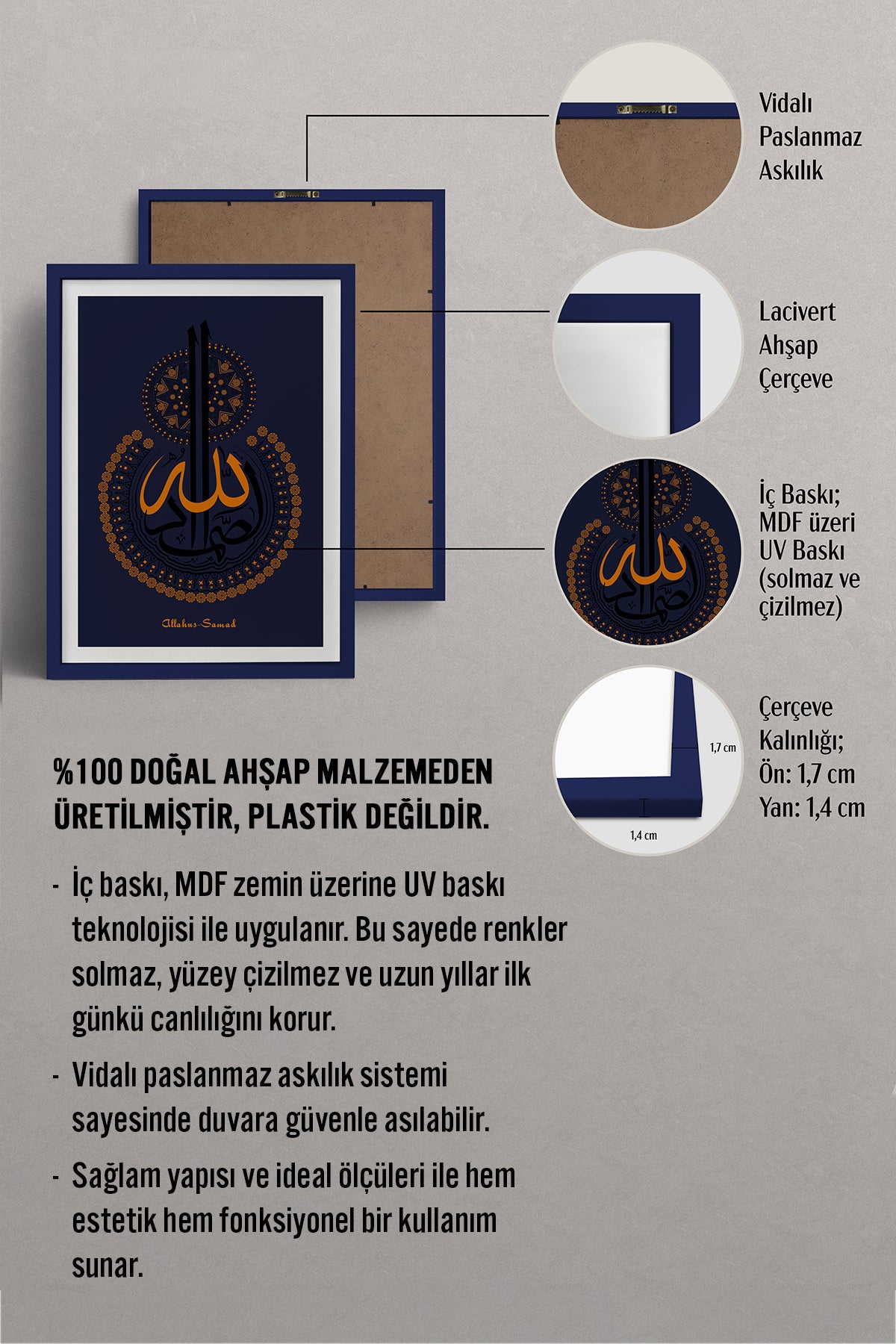 HOMEPACK Ahşap Çerçeveli Tablo Çerçeveli Poster Sanatsal Modern Duvar Dekoru TK-1295