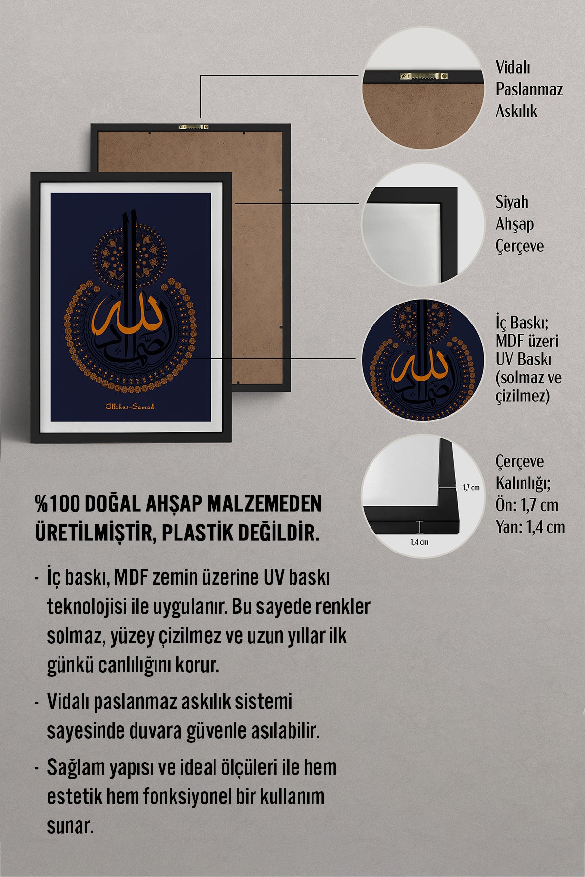HOMEPACK Ahşap Çerçeveli Tablo Çerçeveli Poster Sanatsal Modern Duvar Dekoru TK-1295
