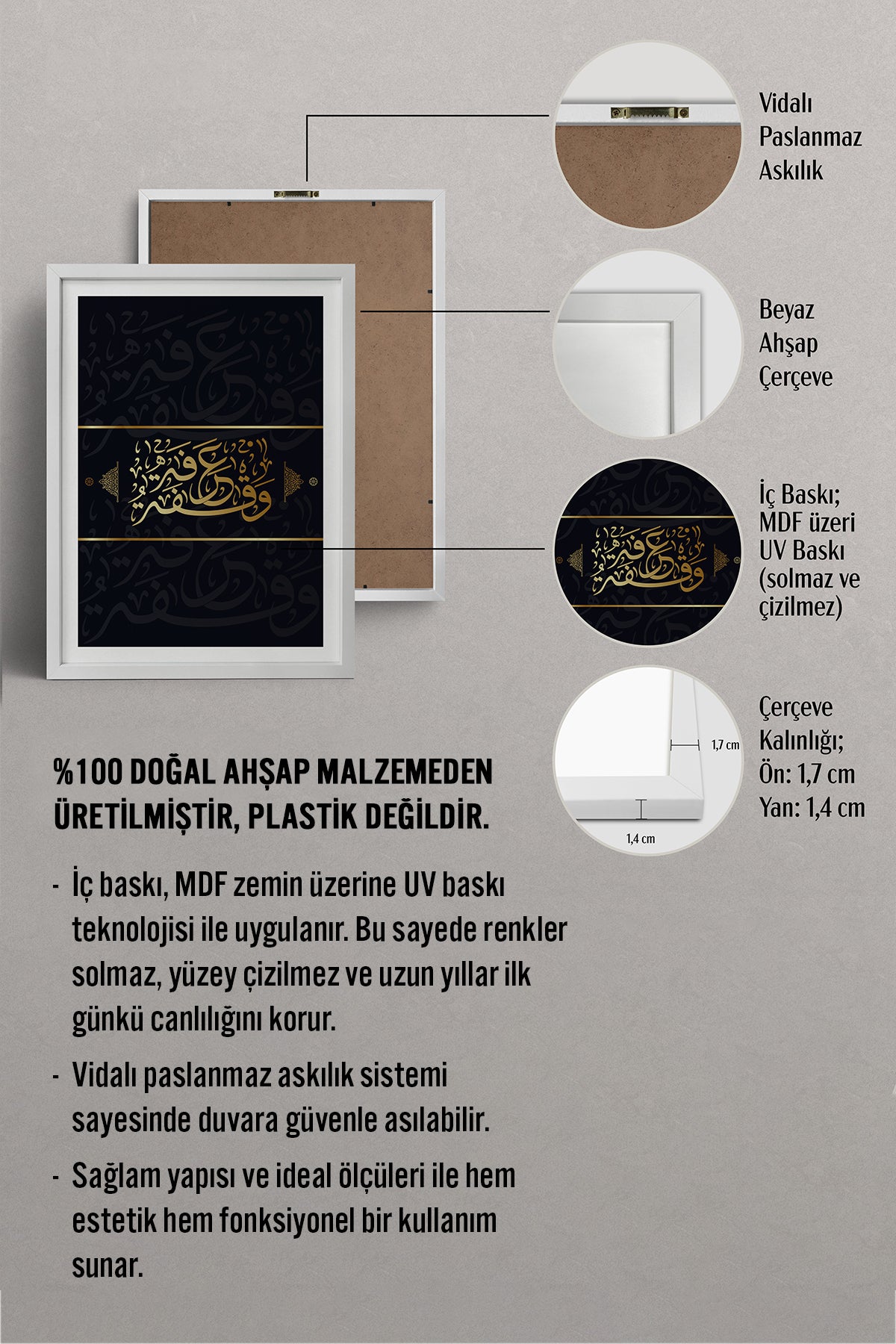 HOMEPACK Ahşap Çerçeveli Tablo Çerçeveli Poster Sanatsal Modern Duvar Dekoru TK-1296
