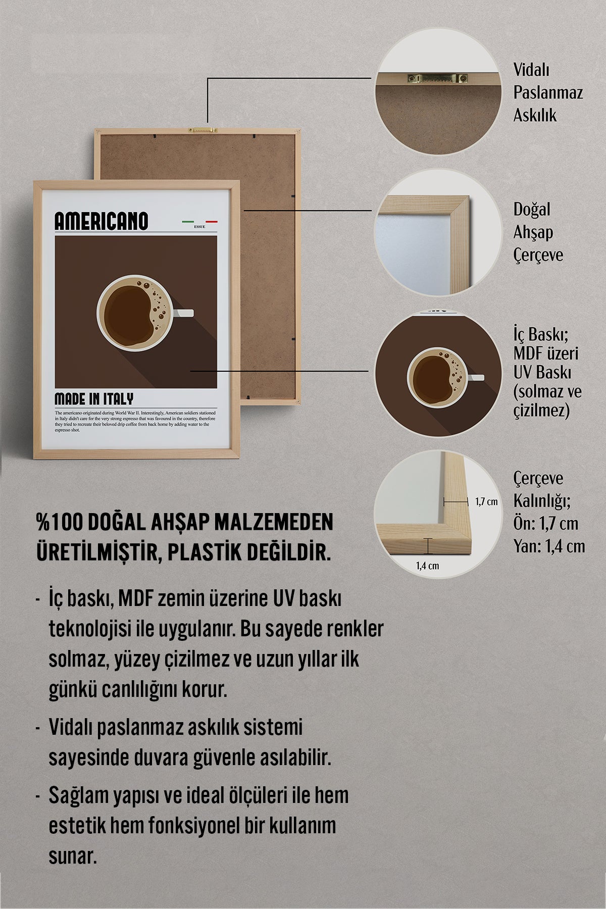 HOMEPACK Ahşap Çerçeveli Tablo Çerçeveli Poster Sanatsal Modern Duvar Dekoru TK-1297