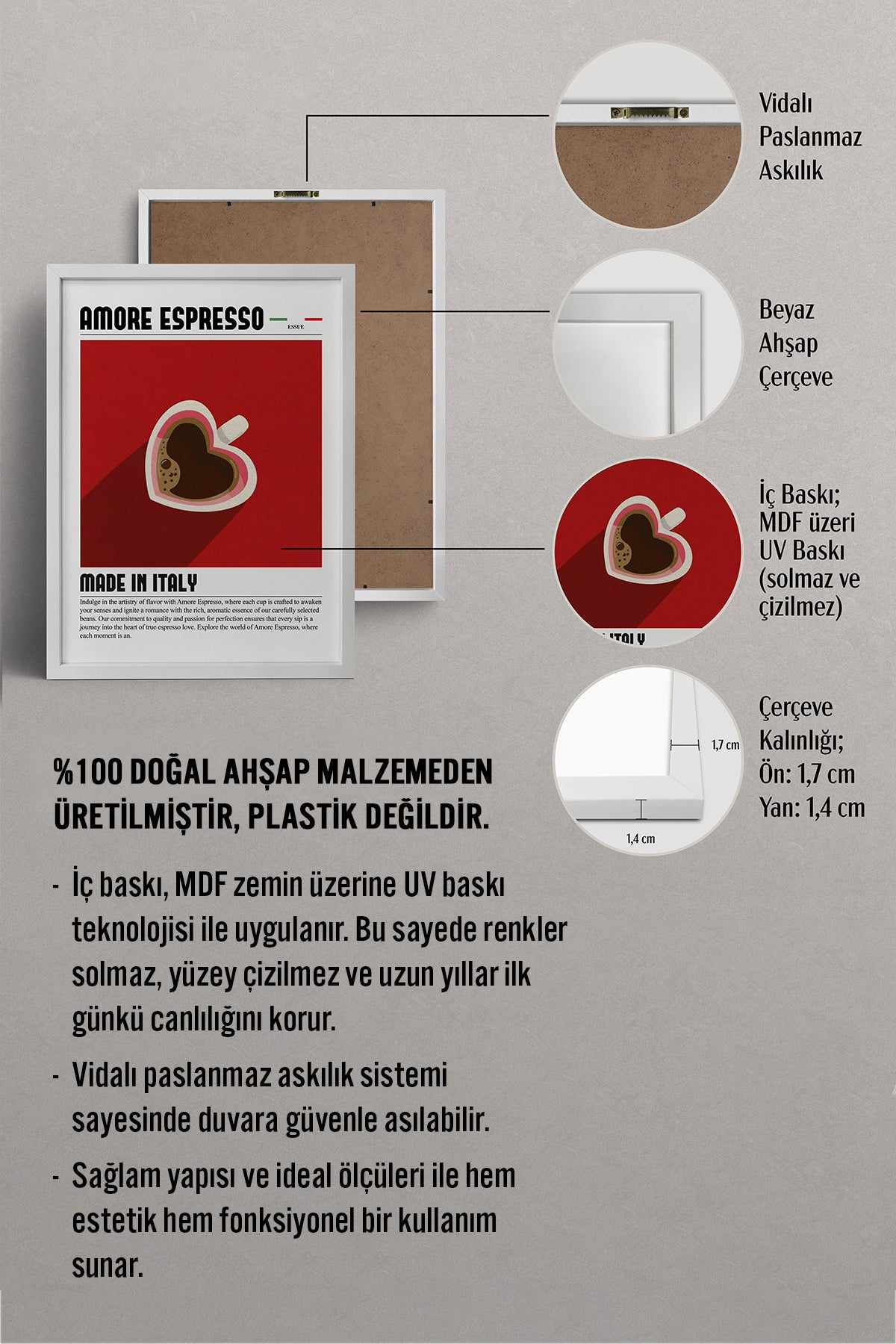 HOMEPACK Ahşap Çerçeveli Tablo Çerçeveli Poster Sanatsal Modern Duvar Dekoru TK-1298