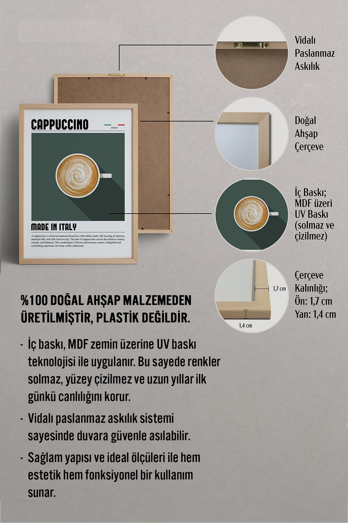 HOMEPACK Ahşap Çerçeveli Tablo Çerçeveli Poster Sanatsal Modern Duvar Dekoru TK-1299