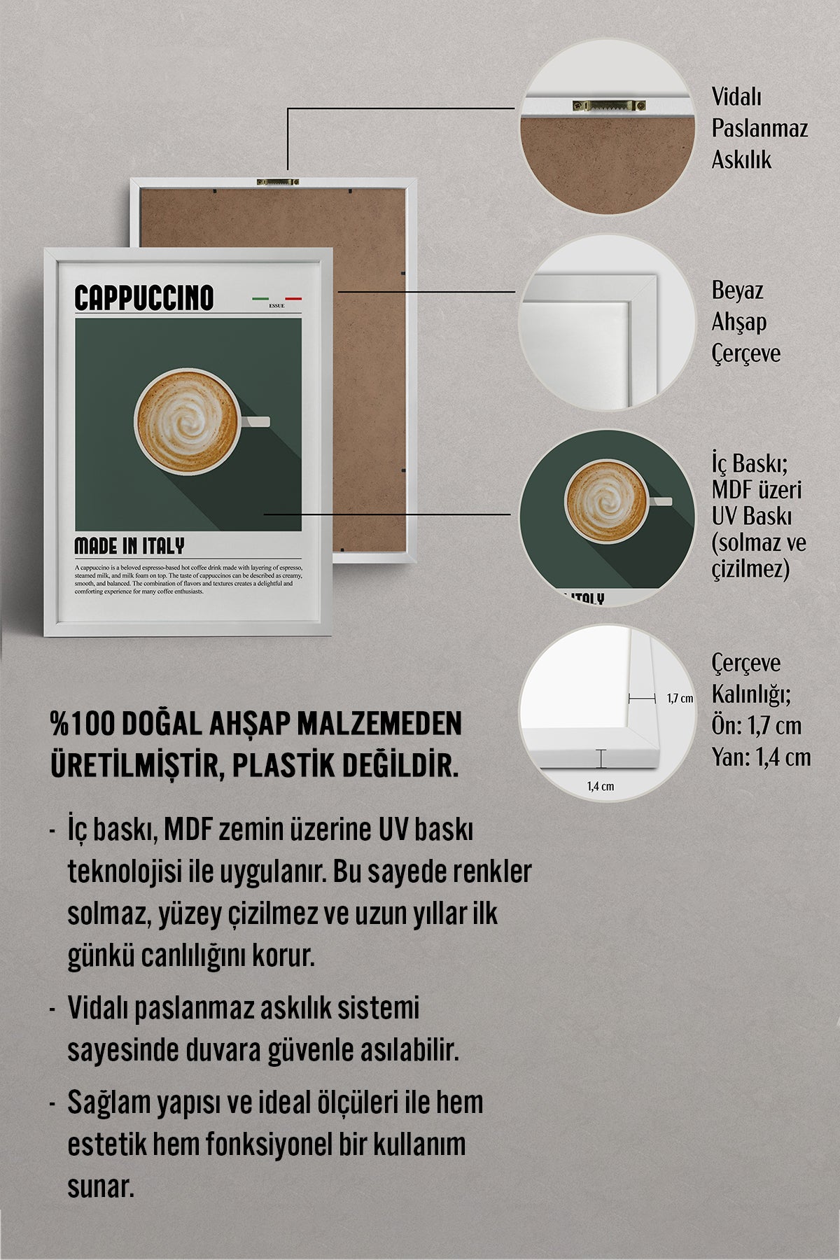 HOMEPACK Ahşap Çerçeveli Tablo Çerçeveli Poster Sanatsal Modern Duvar Dekoru TK-1299