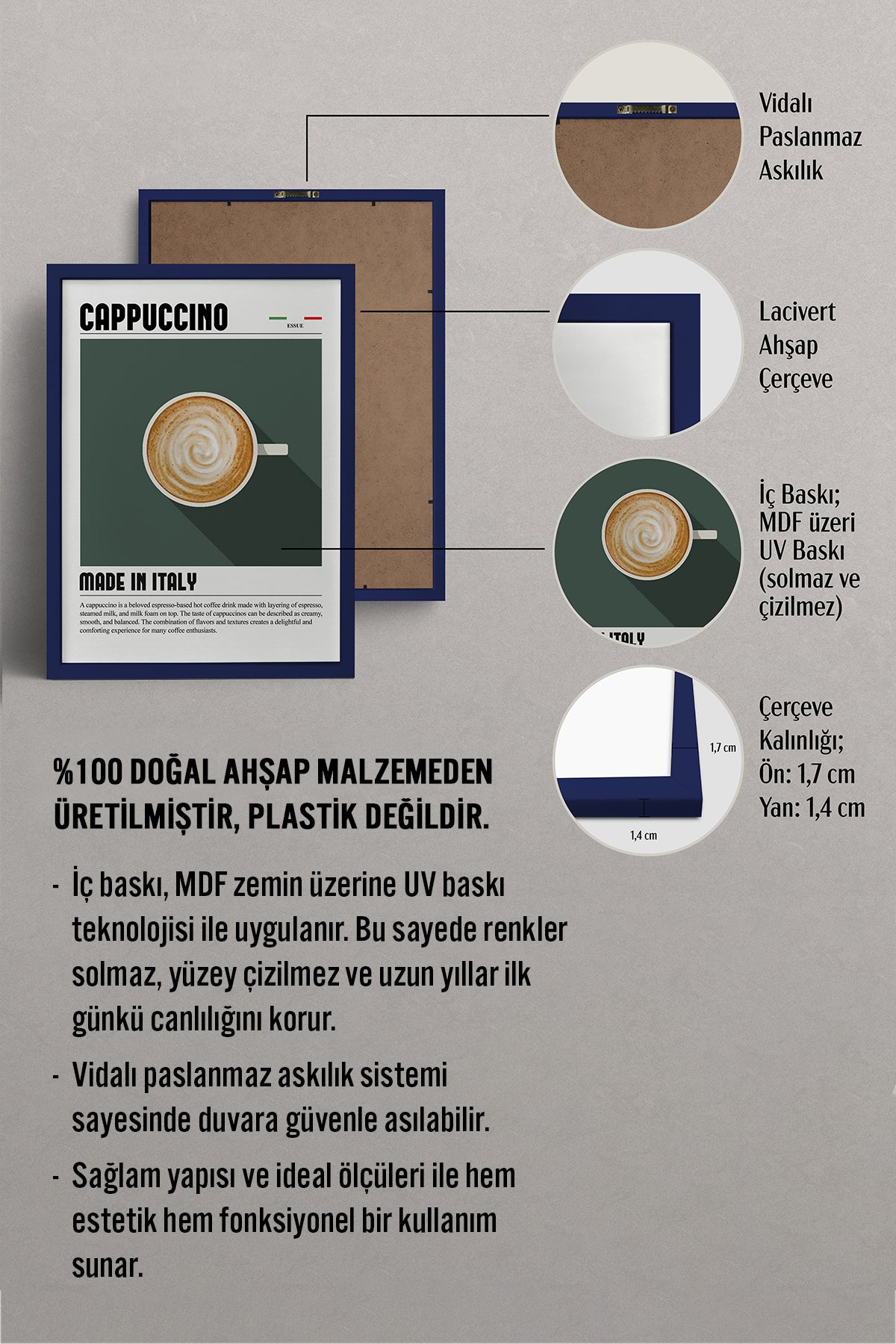 HOMEPACK Ahşap Çerçeveli Tablo Çerçeveli Poster Sanatsal Modern Duvar Dekoru TK-1299