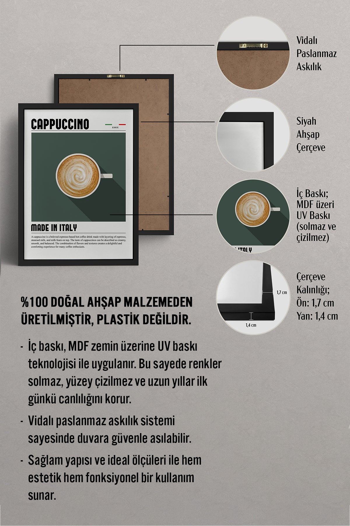 HOMEPACK Ahşap Çerçeveli Tablo Çerçeveli Poster Sanatsal Modern Duvar Dekoru TK-1299