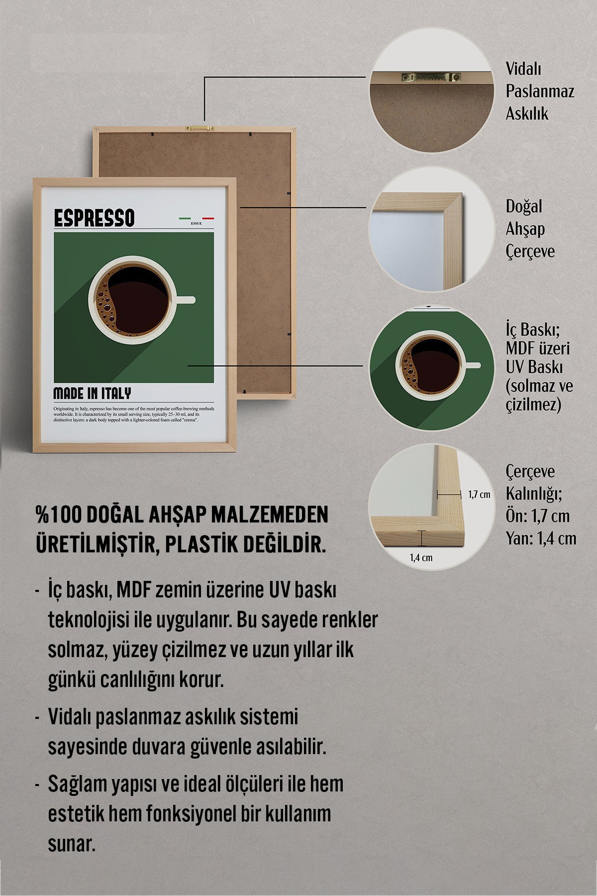 HOMEPACK Ahşap Çerçeveli Tablo Çerçeveli Poster Sanatsal Modern Duvar Dekoru TK-1300