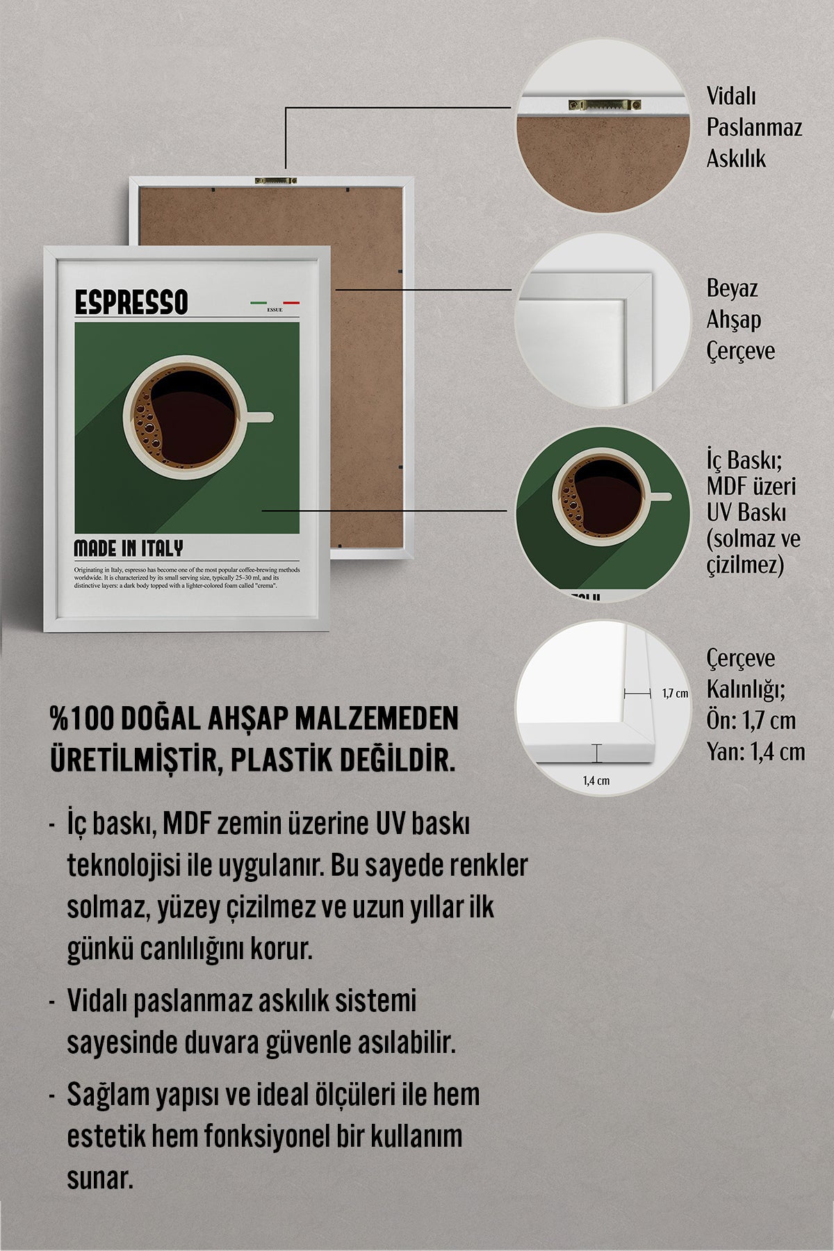 HOMEPACK Ahşap Çerçeveli Tablo Çerçeveli Poster Sanatsal Modern Duvar Dekoru TK-1300