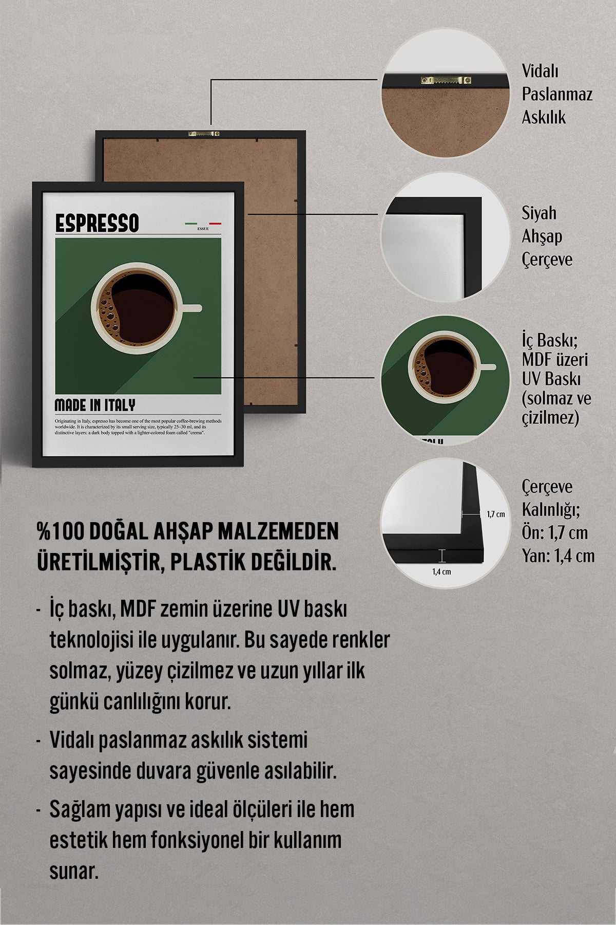 HOMEPACK Ahşap Çerçeveli Tablo Çerçeveli Poster Sanatsal Modern Duvar Dekoru TK-1300
