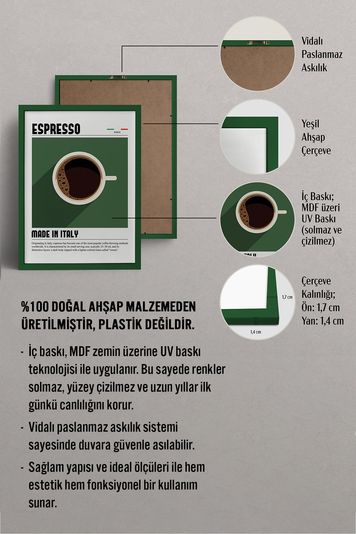 HOMEPACK Ahşap Çerçeveli Tablo Çerçeveli Poster Sanatsal Modern Duvar Dekoru TK-1300