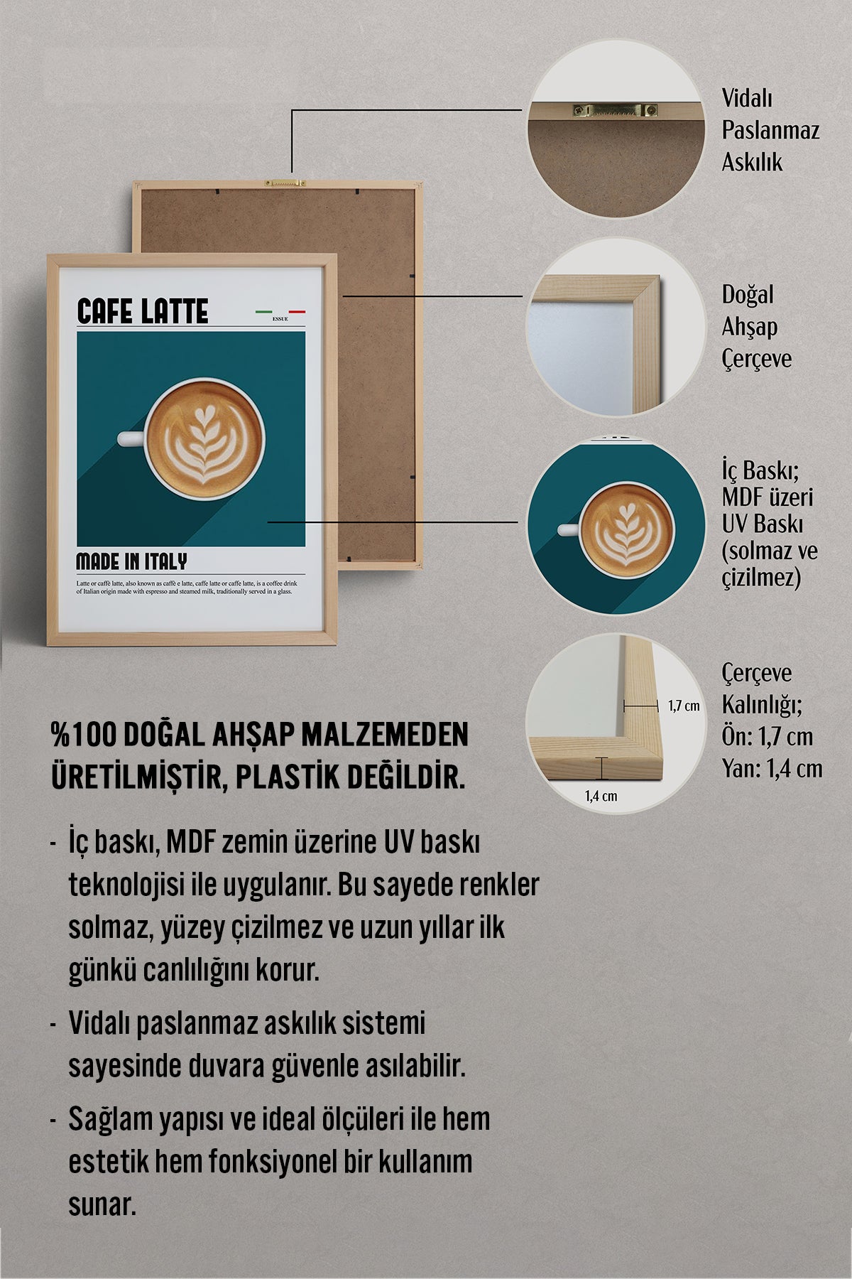 HOMEPACK Ahşap Çerçeveli Tablo Çerçeveli Poster Sanatsal Modern Duvar Dekoru TK-1301