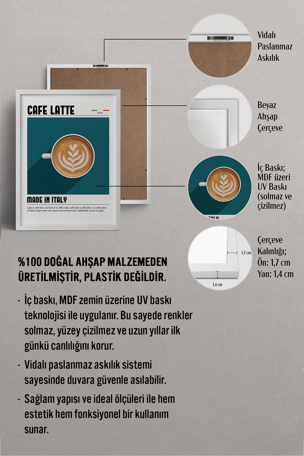 HOMEPACK Ahşap Çerçeveli Tablo Çerçeveli Poster Sanatsal Modern Duvar Dekoru TK-1301